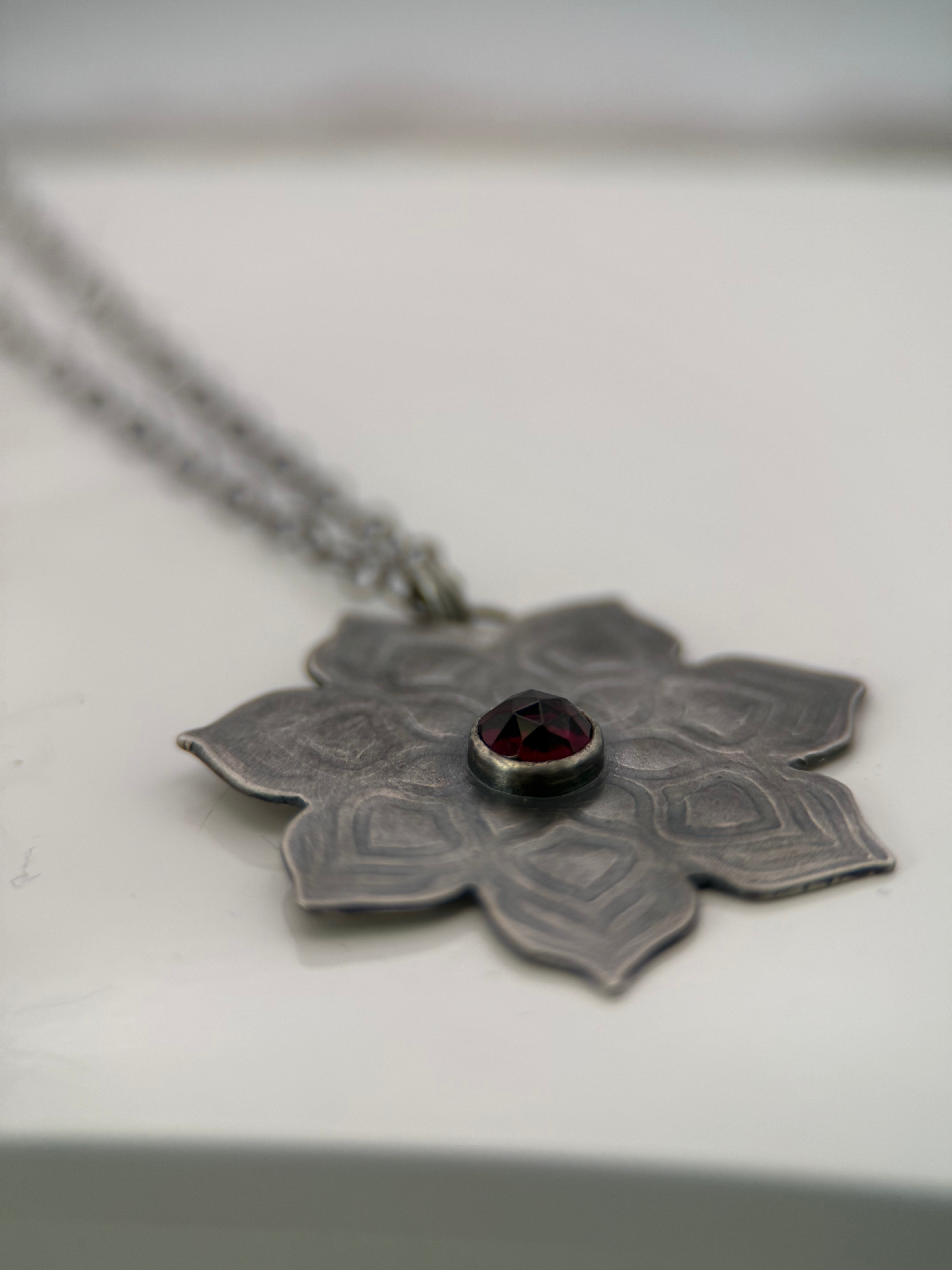 Rhodolite Garnet Mandala Pendant