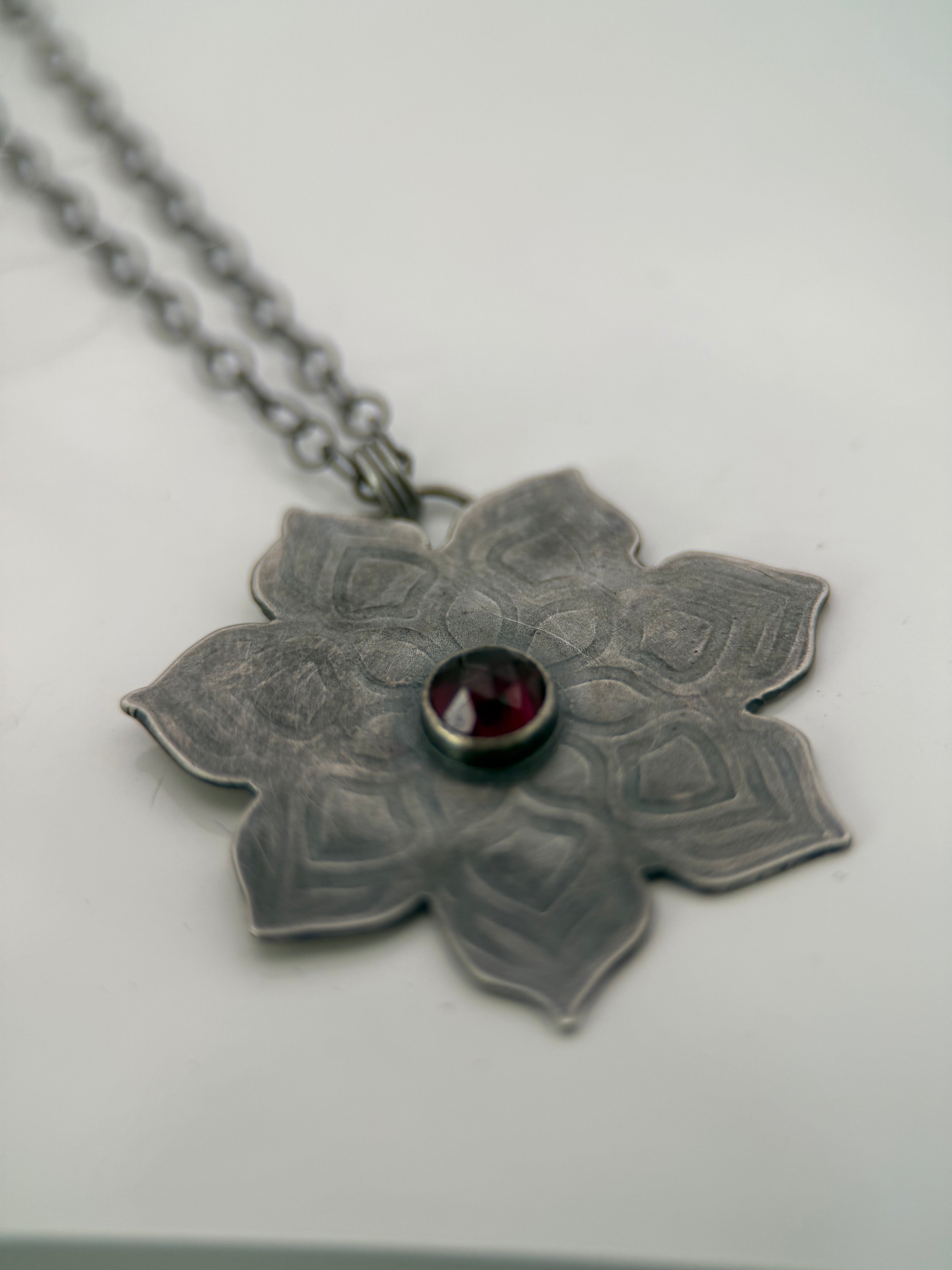 Rhodolite Garnet Mandala Pendant