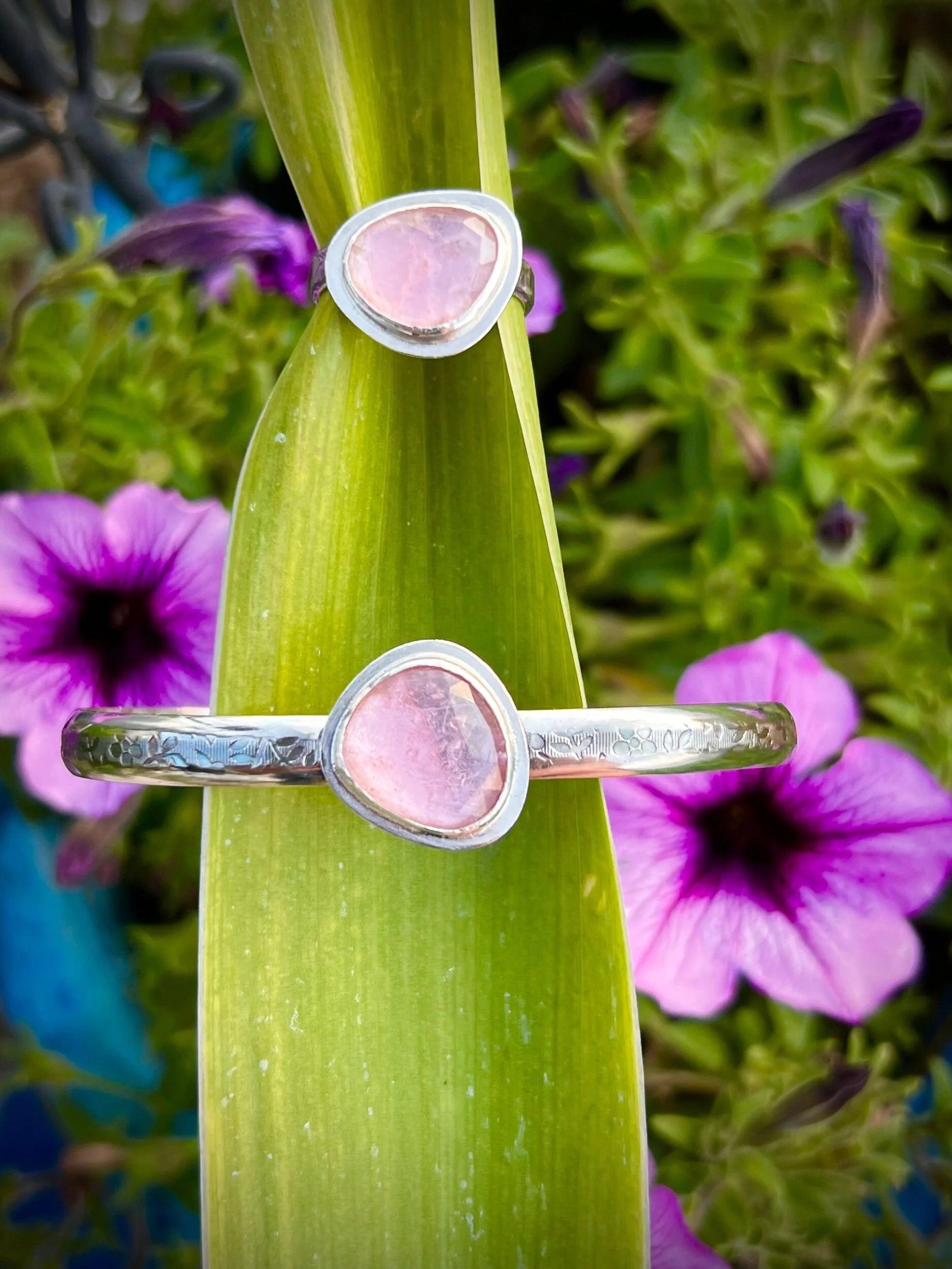 Petal Pink Tourmaline Flower Cuff