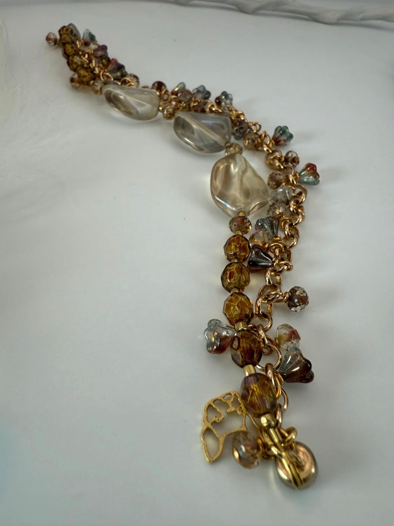 Medium Gold Czech Glass Frenchie Double Strand Bracelet