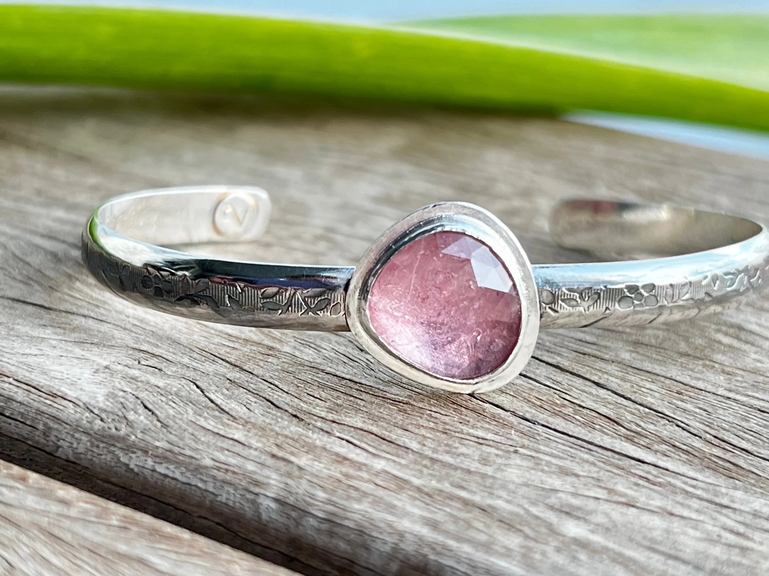 Petal Pink Tourmaline Flower Cuff