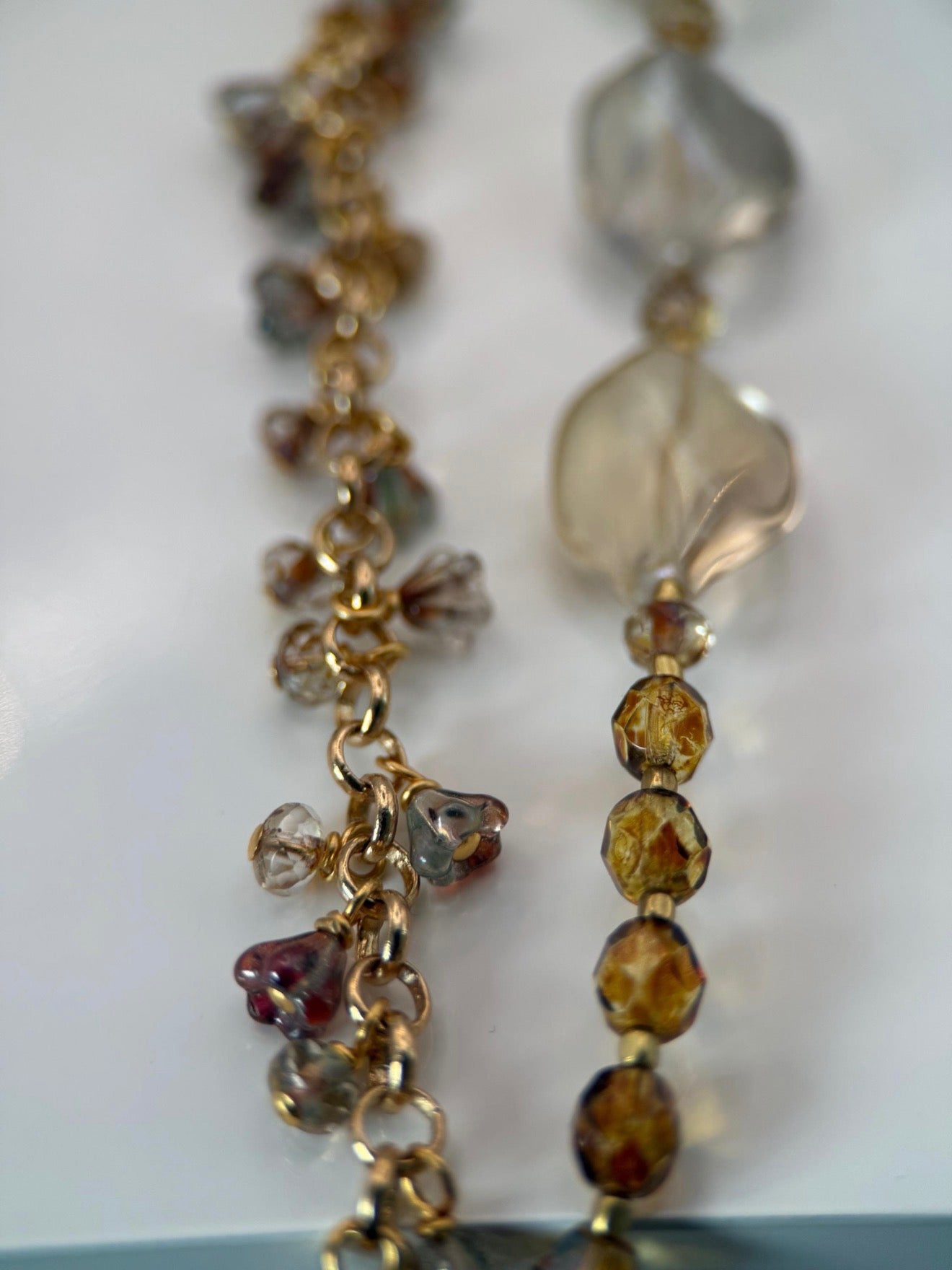Medium Gold Czech Glass Frenchie Double Strand Bracelet
