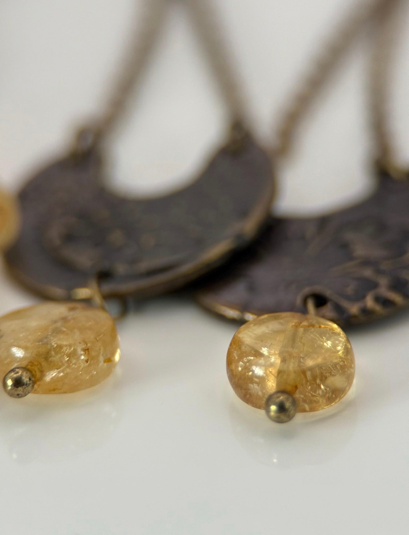 Medium Citrine and Czech Glass Bracelet and Earrings Set