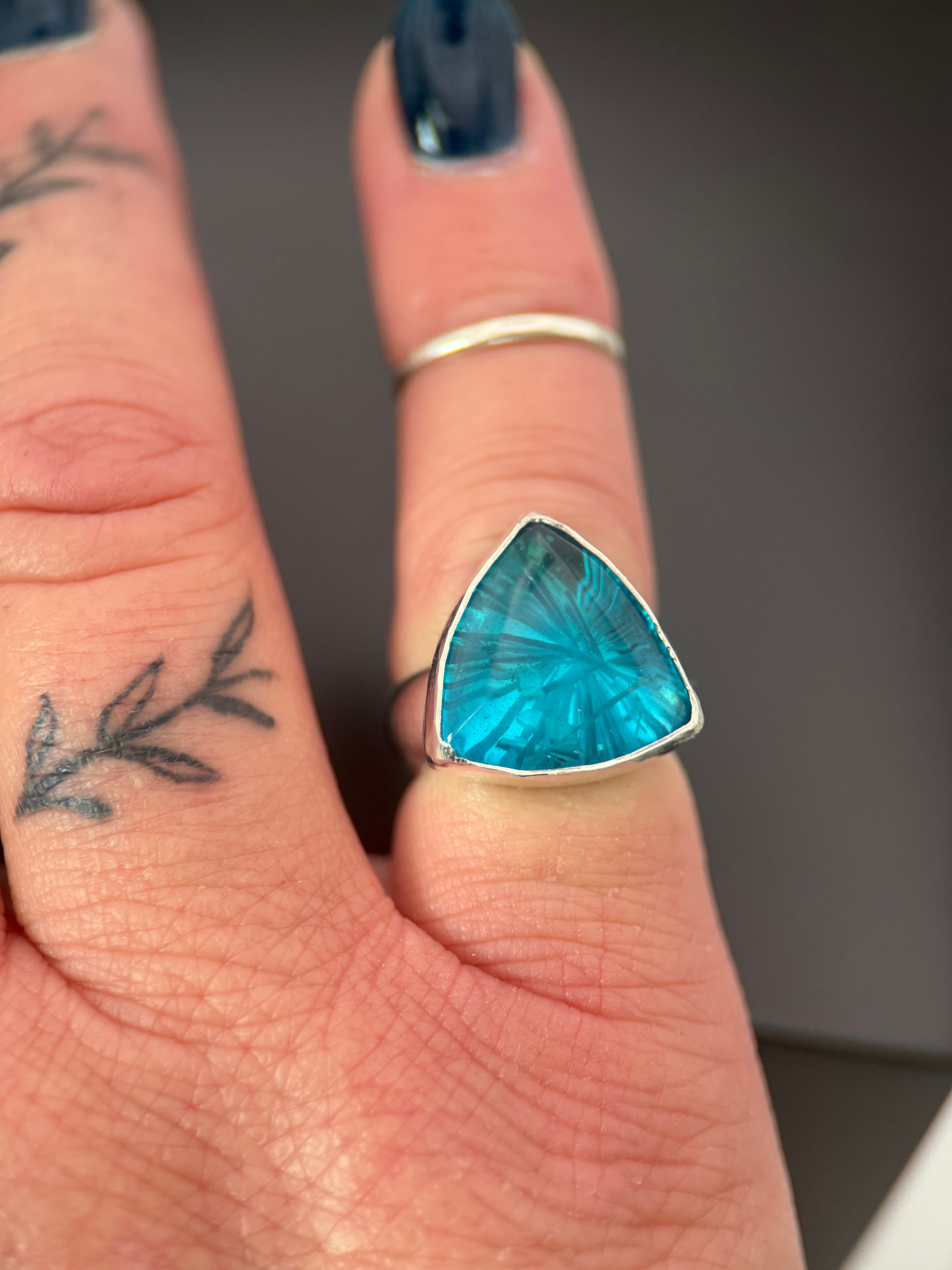 Triangle Aqua Teal Bridewell Stone Ring