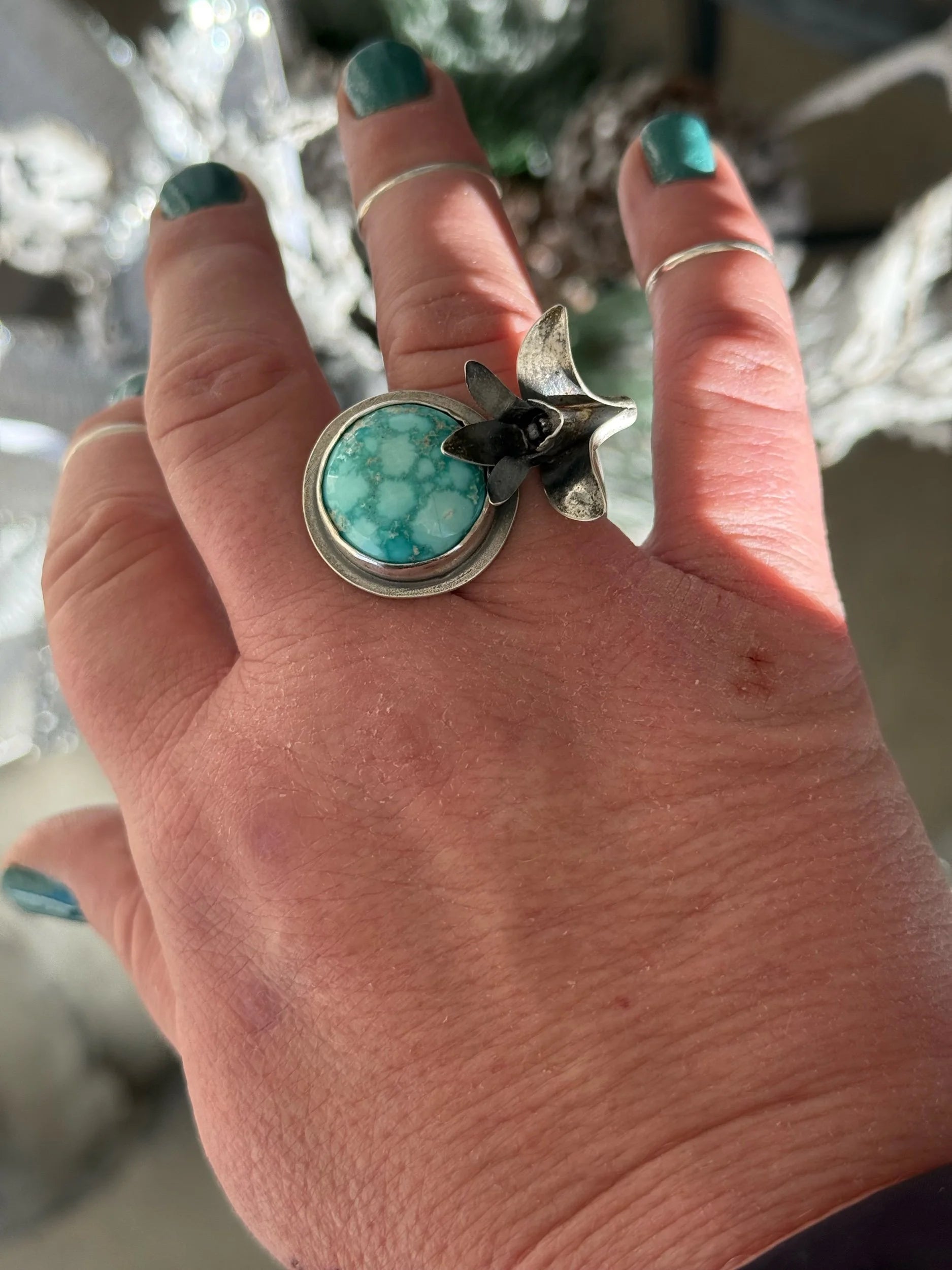 Whitewater Turquoise Flower Ring