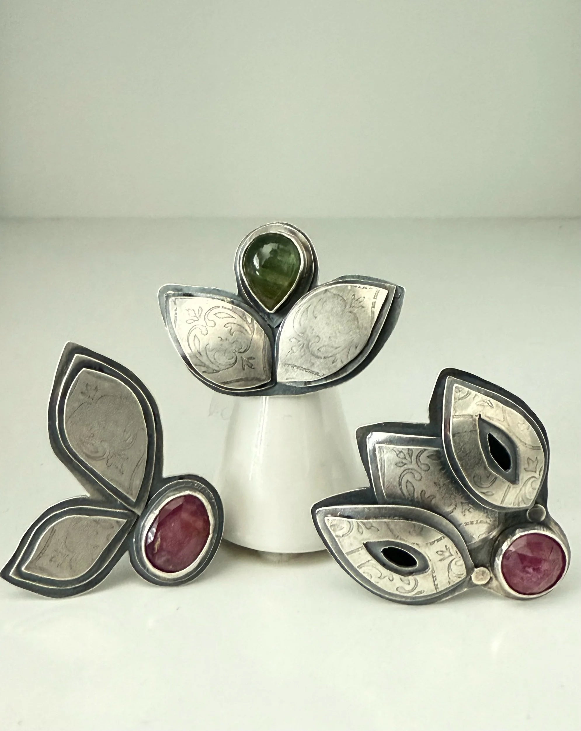 Pink Tourmaline Two Leaf Ring