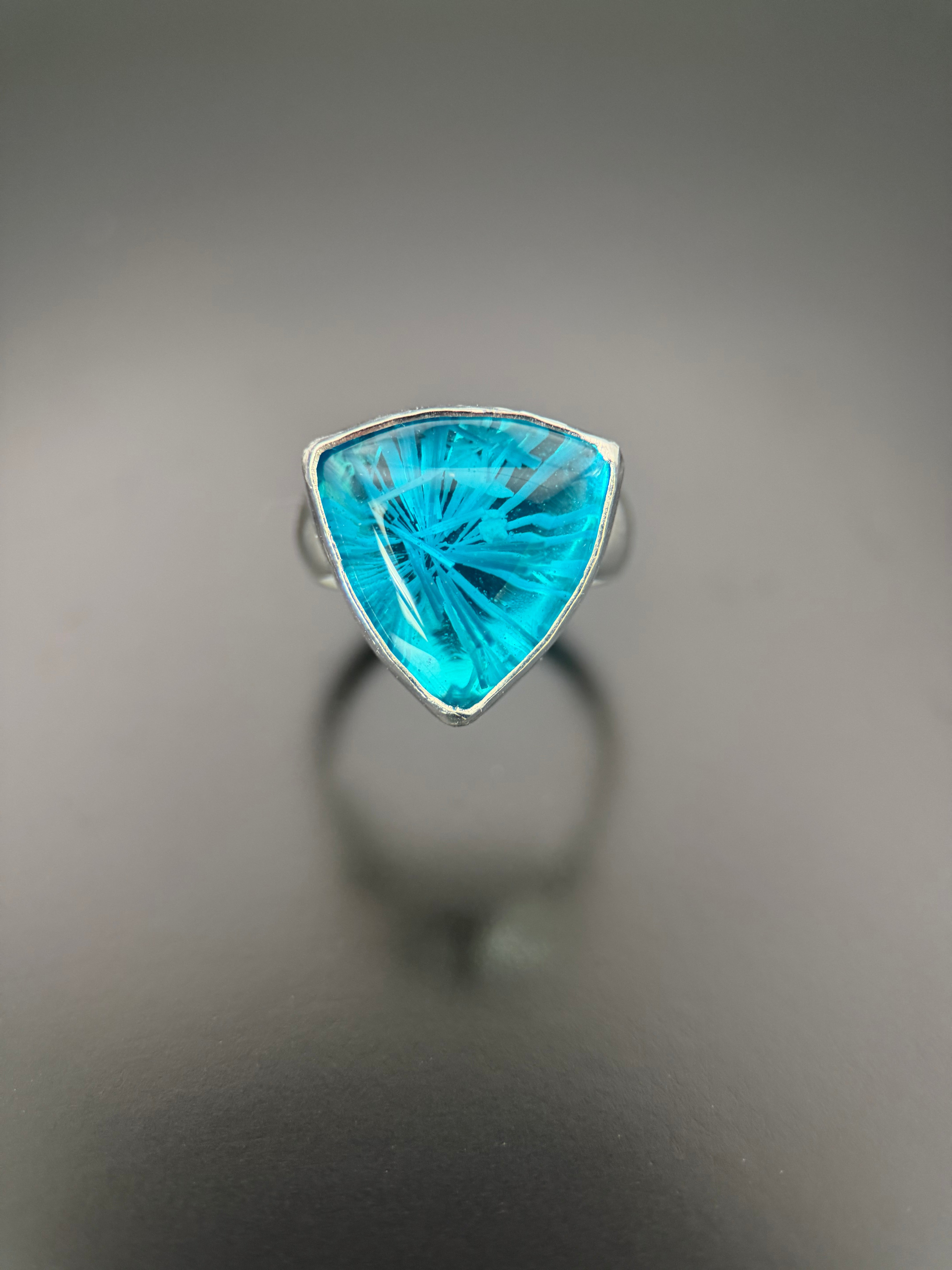 Triangle Aqua Teal Bridewell Stone Ring