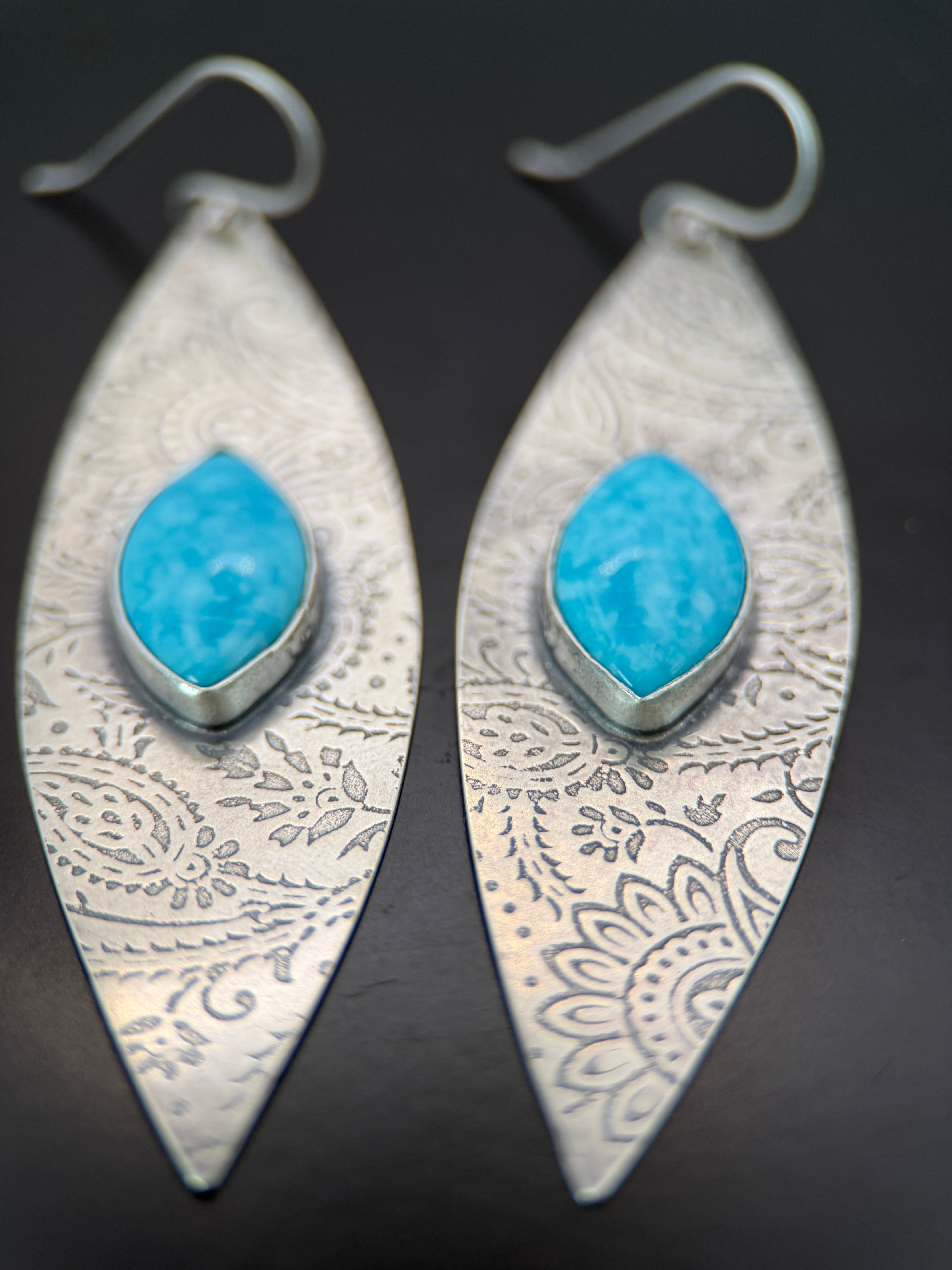 Paisley #8 Turquoise Silver Earrings