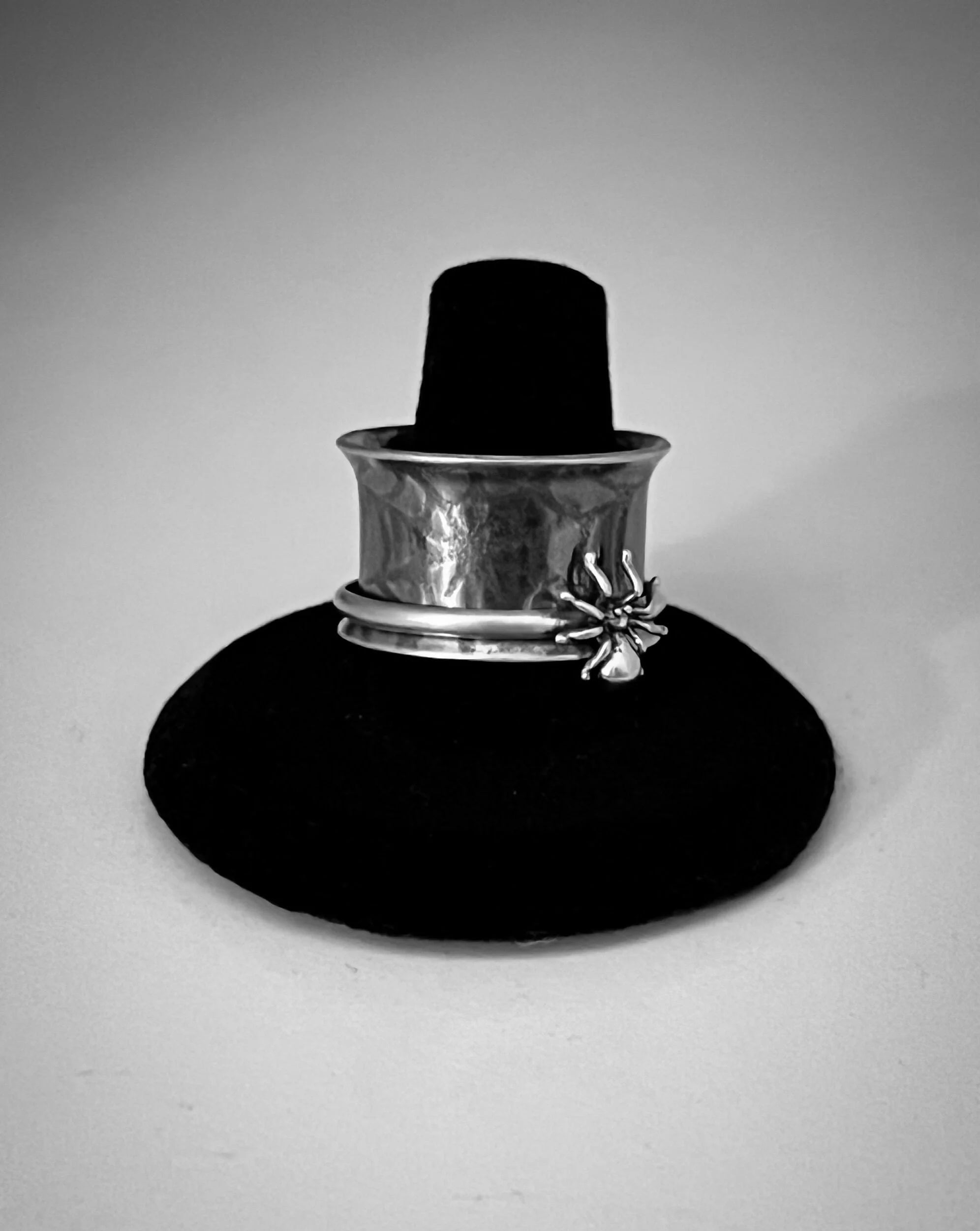 Silver Spider Web & Spider Spinner Ring