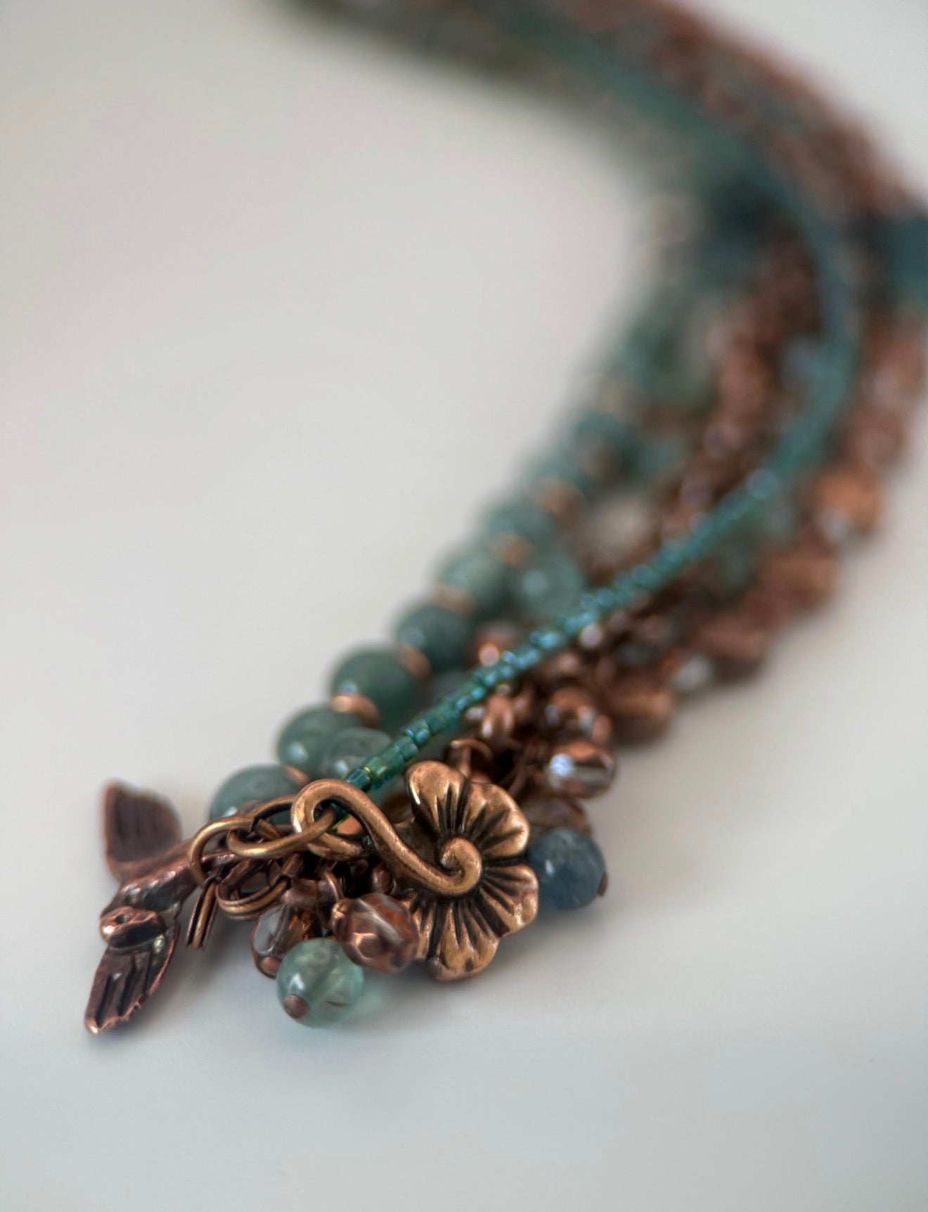 Medium Copper, Guatemalan Jade, Kyanite, and Czech Glass Bracelet and Earrings Set