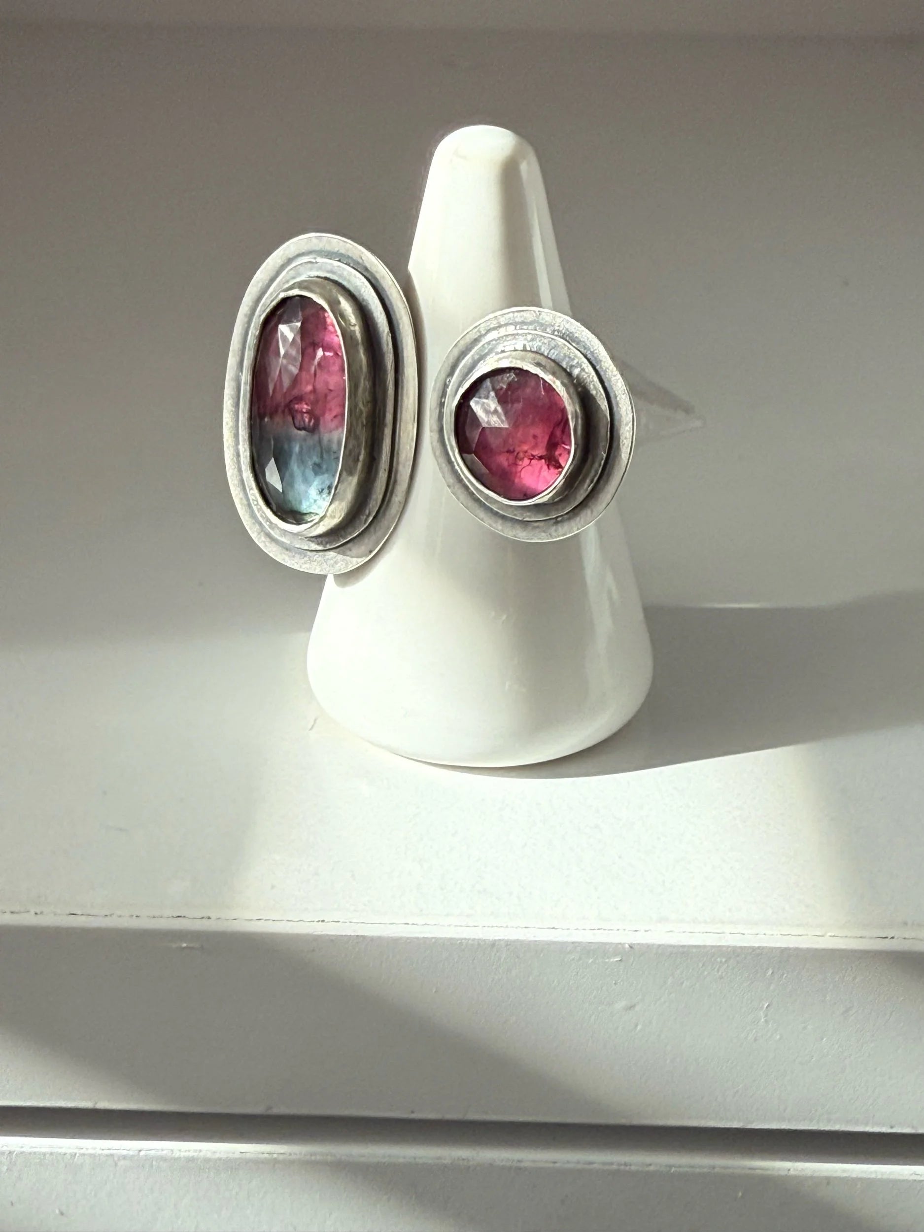 Pink and Purple Tourmaline Open Concept Ring