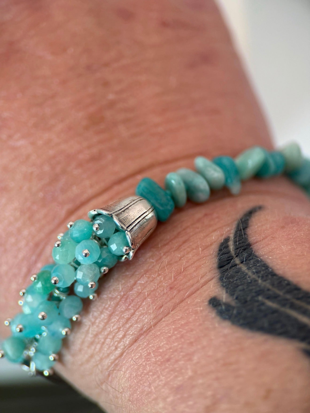 Medium Silver Amazonite Bracelet