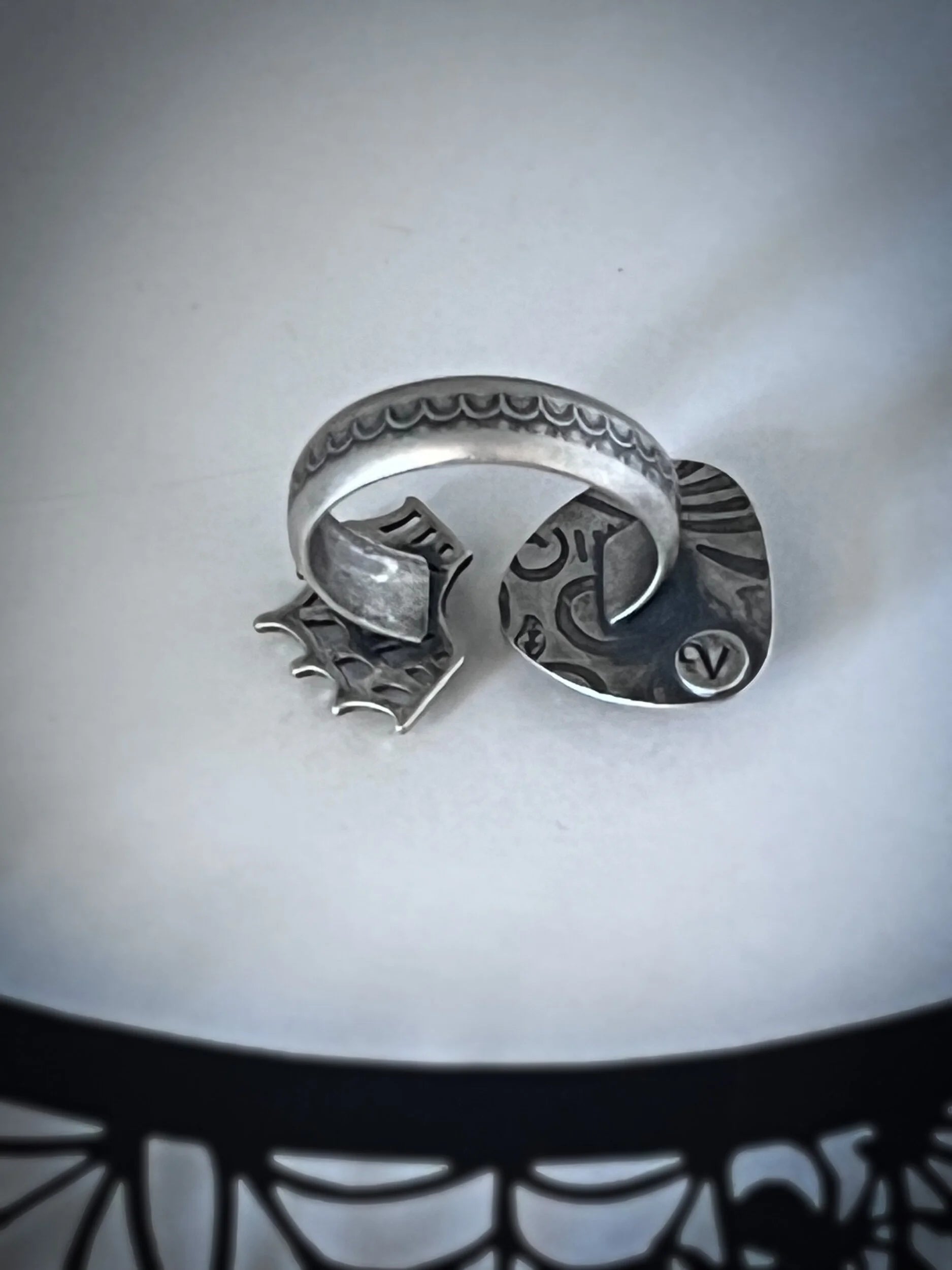 Open Concept Black Tourmaline & Web Ring