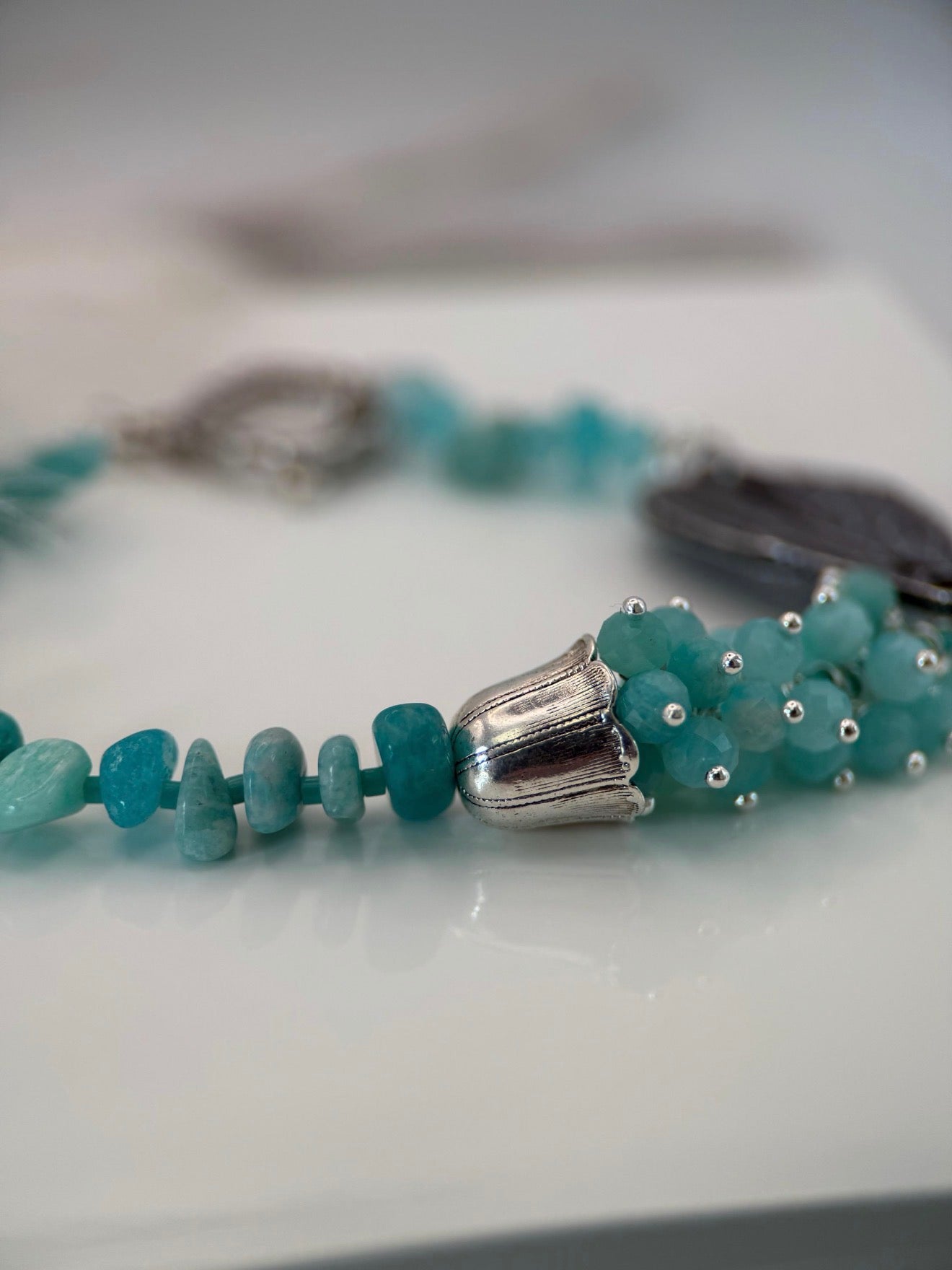 Medium Silver Amazonite Bracelet