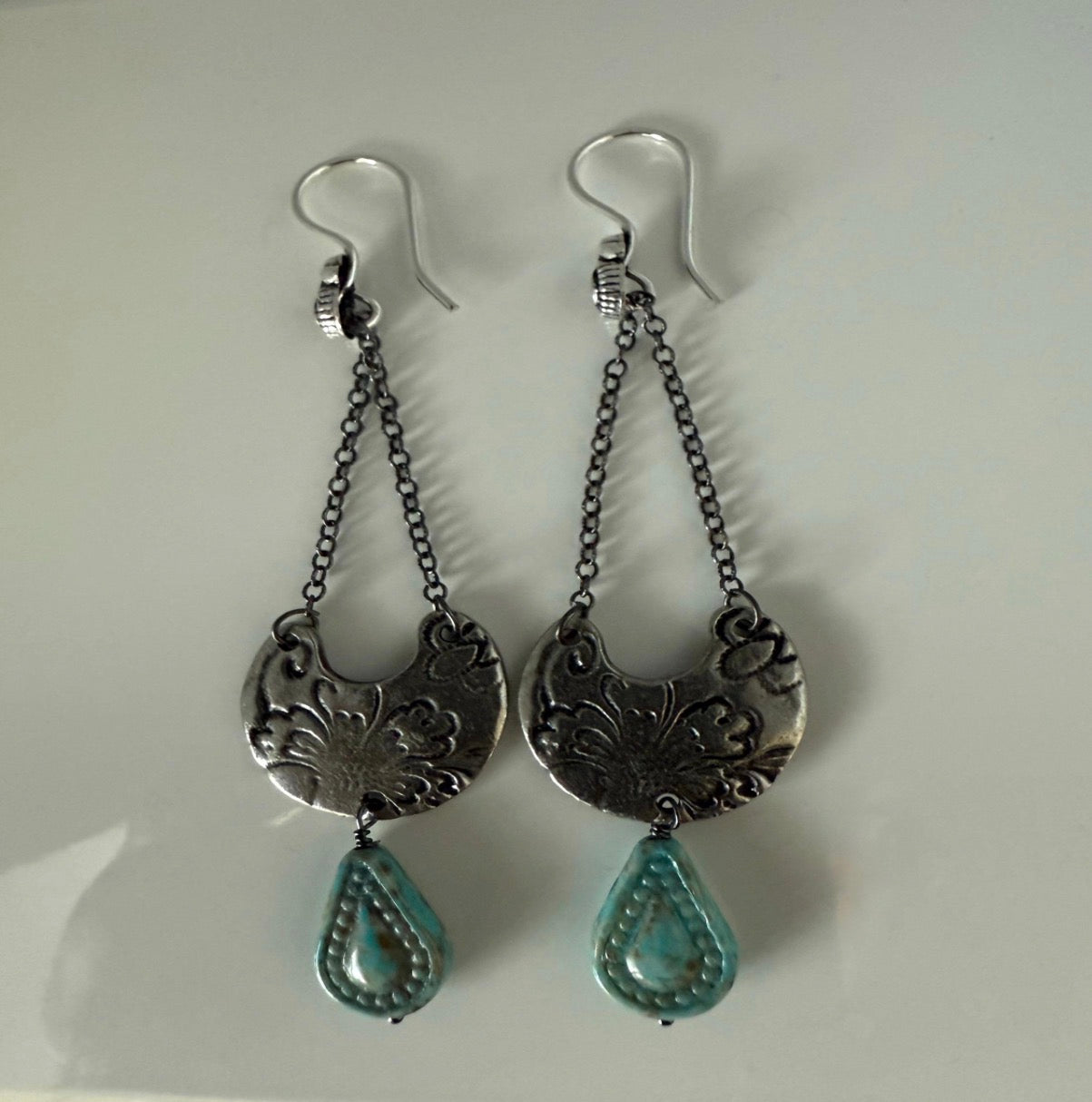 Turquoise Czech Glass Earrings