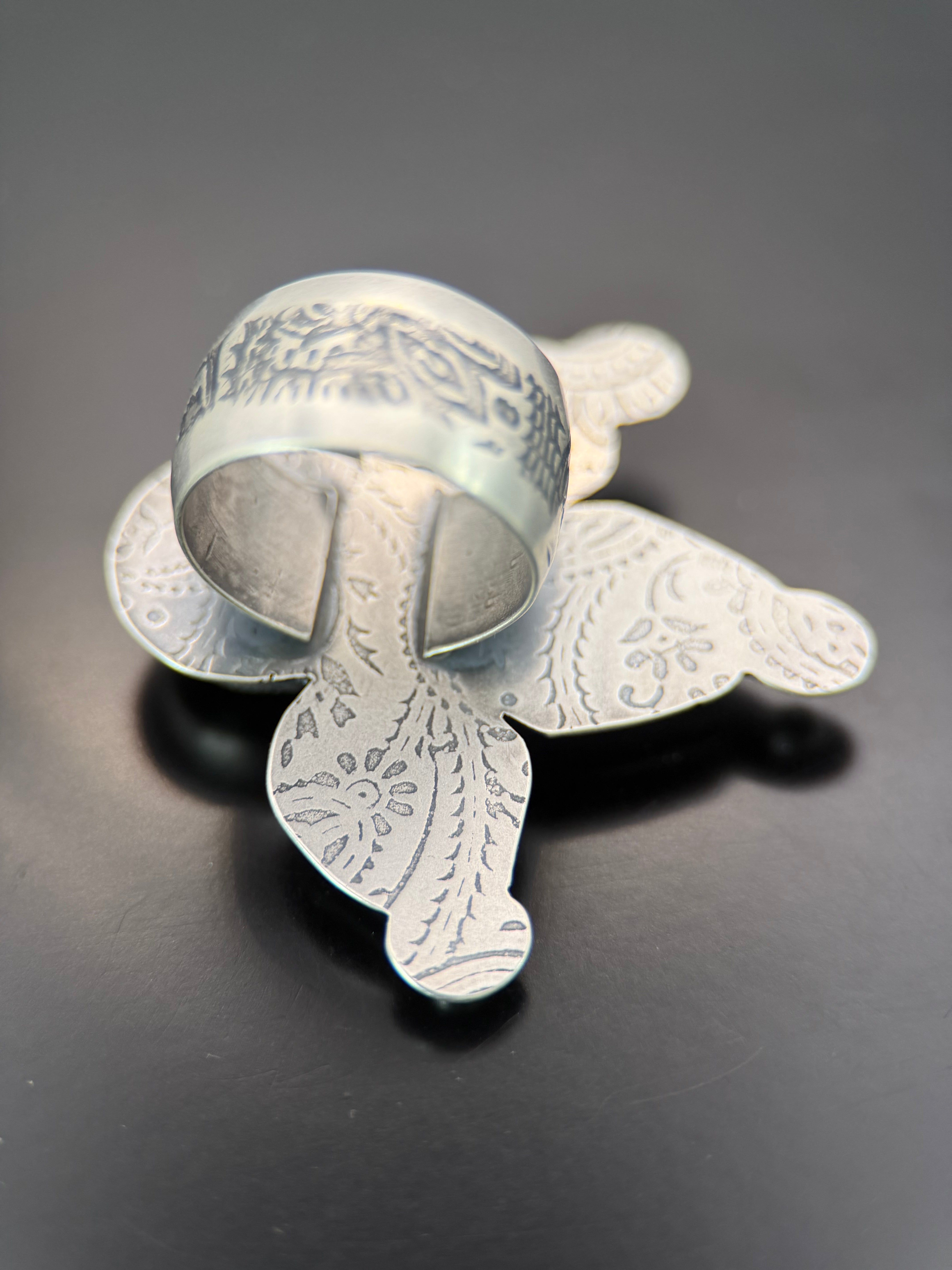 Aquamarine Silver Leaf Ring