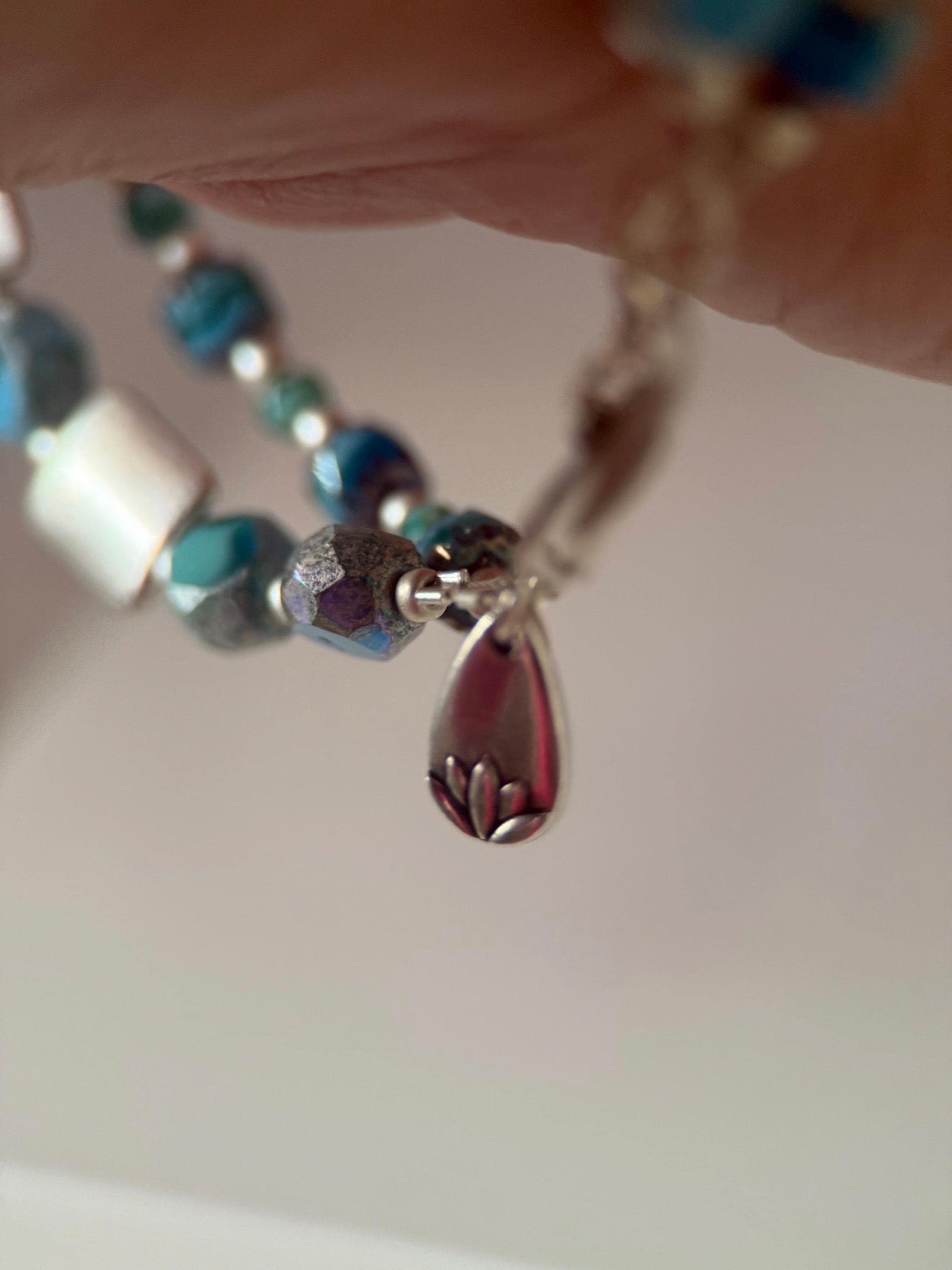 Medium Aqua Czech Glass Double Strand Bracelet