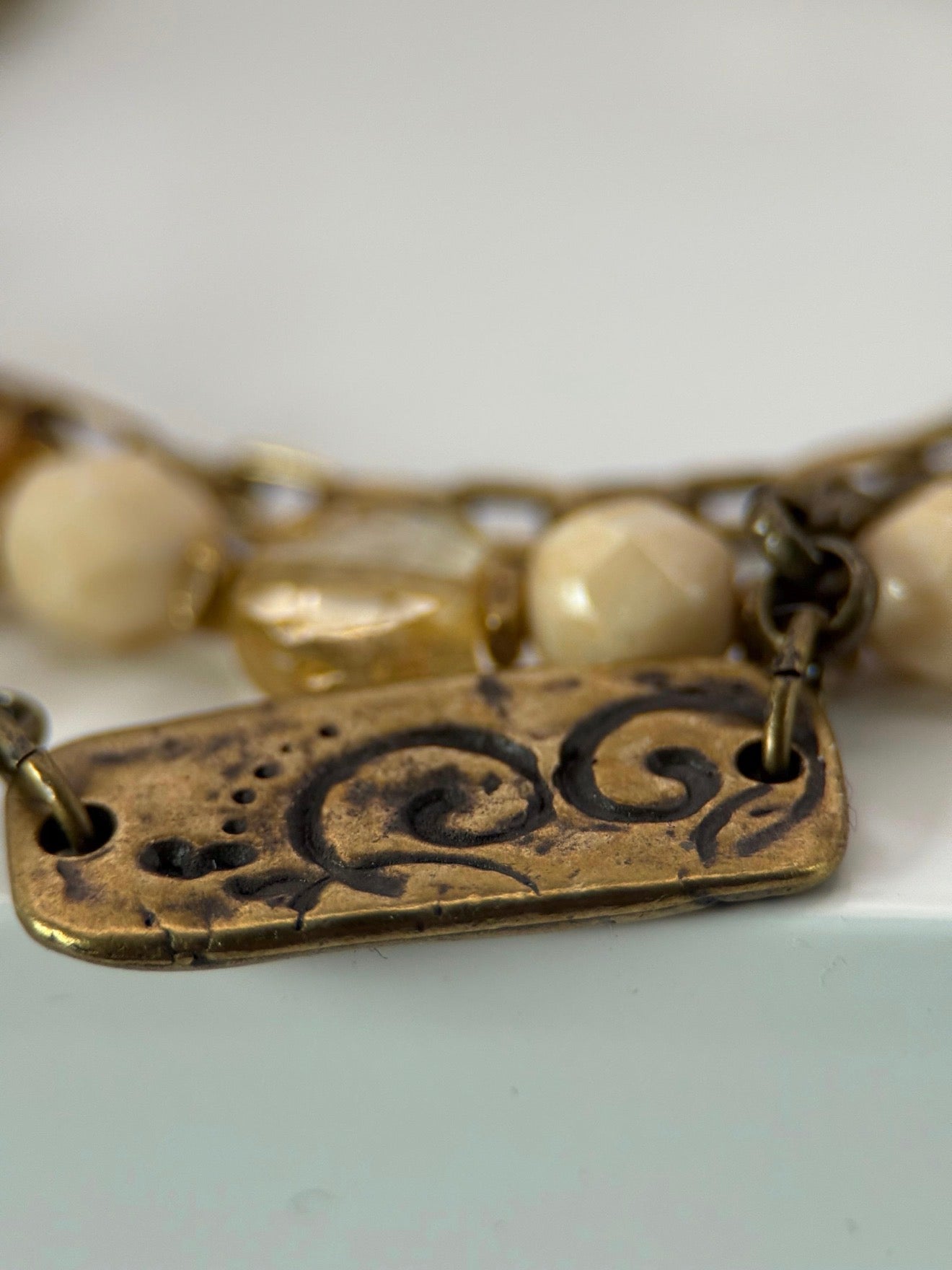 Medium Citrine and Czech Glass Bracelet and Earrings Set