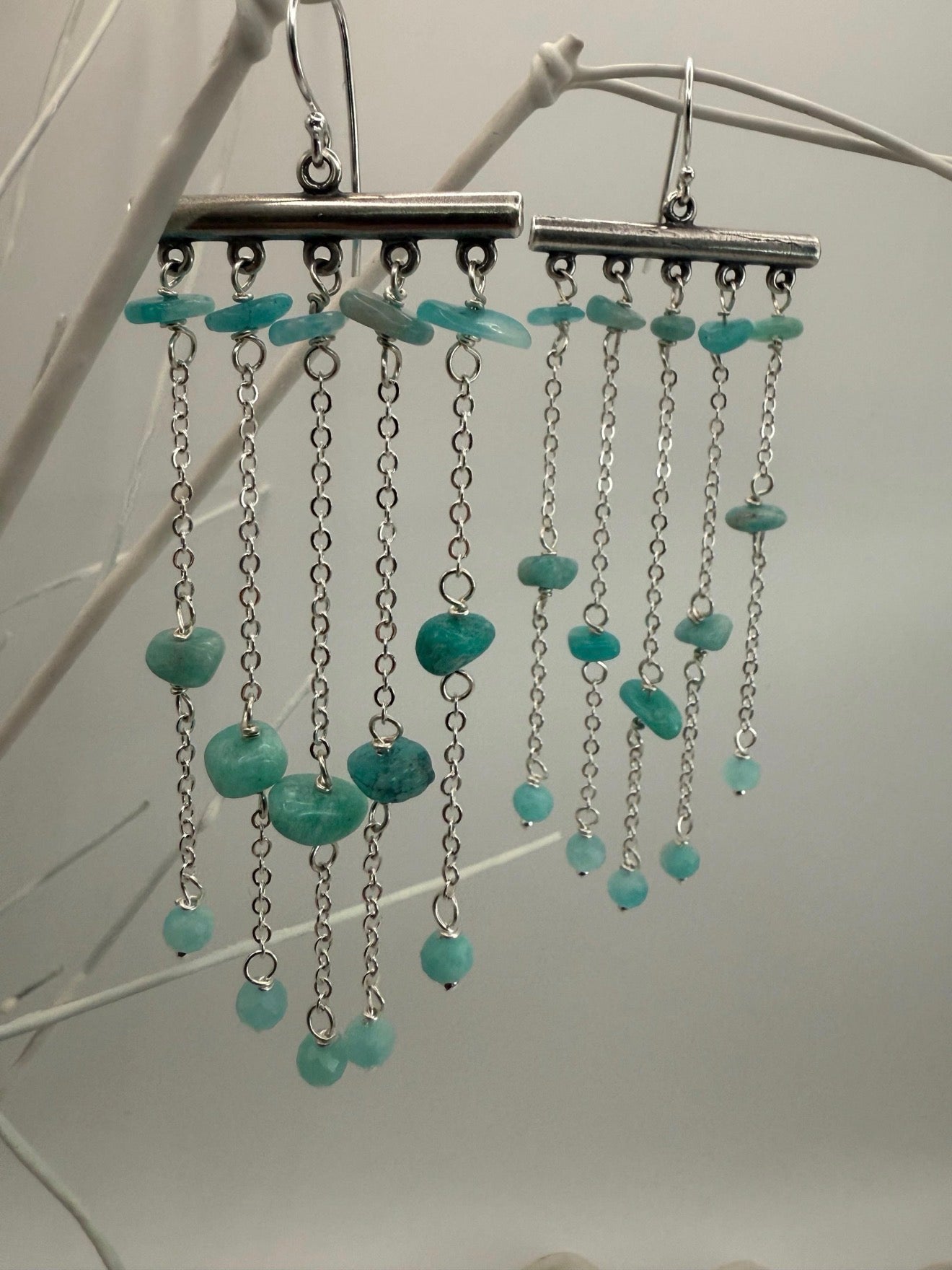 Amazonite Sterling Silver Chandelier Earrings
