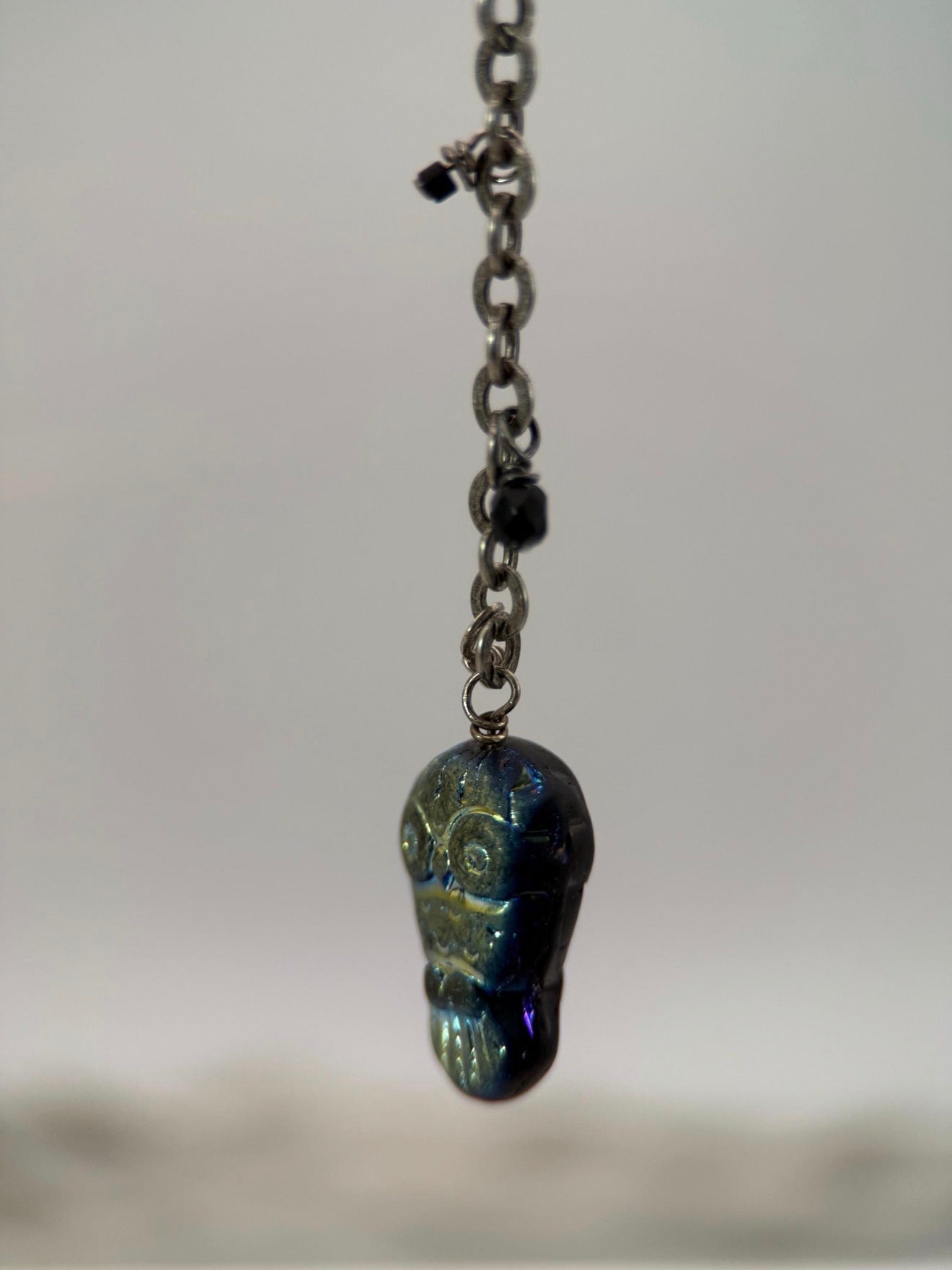 Medium Black Owl Czech Glass Bracelet and Earrings Set