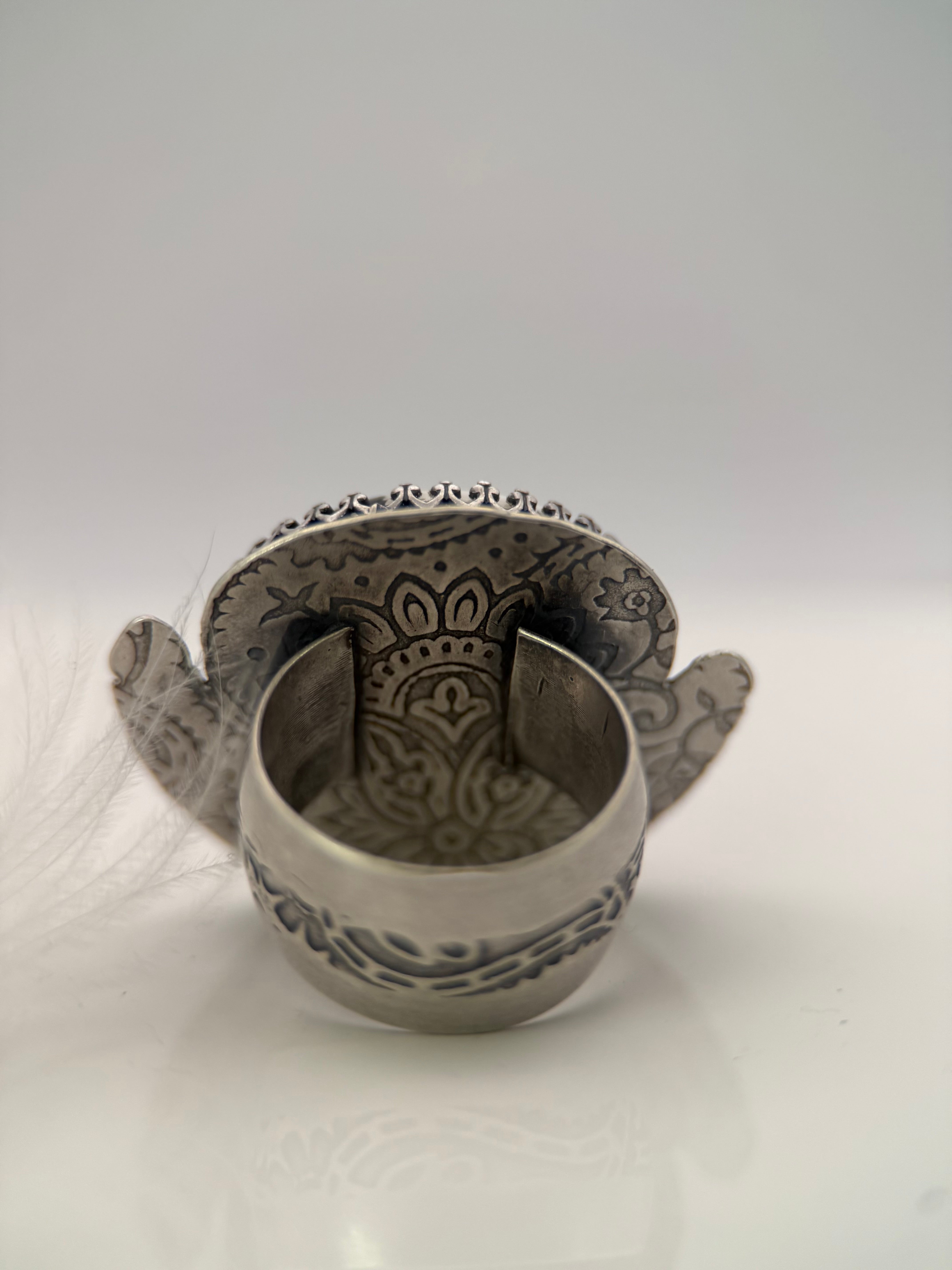 White Buffalo Turquoise Silver Ring