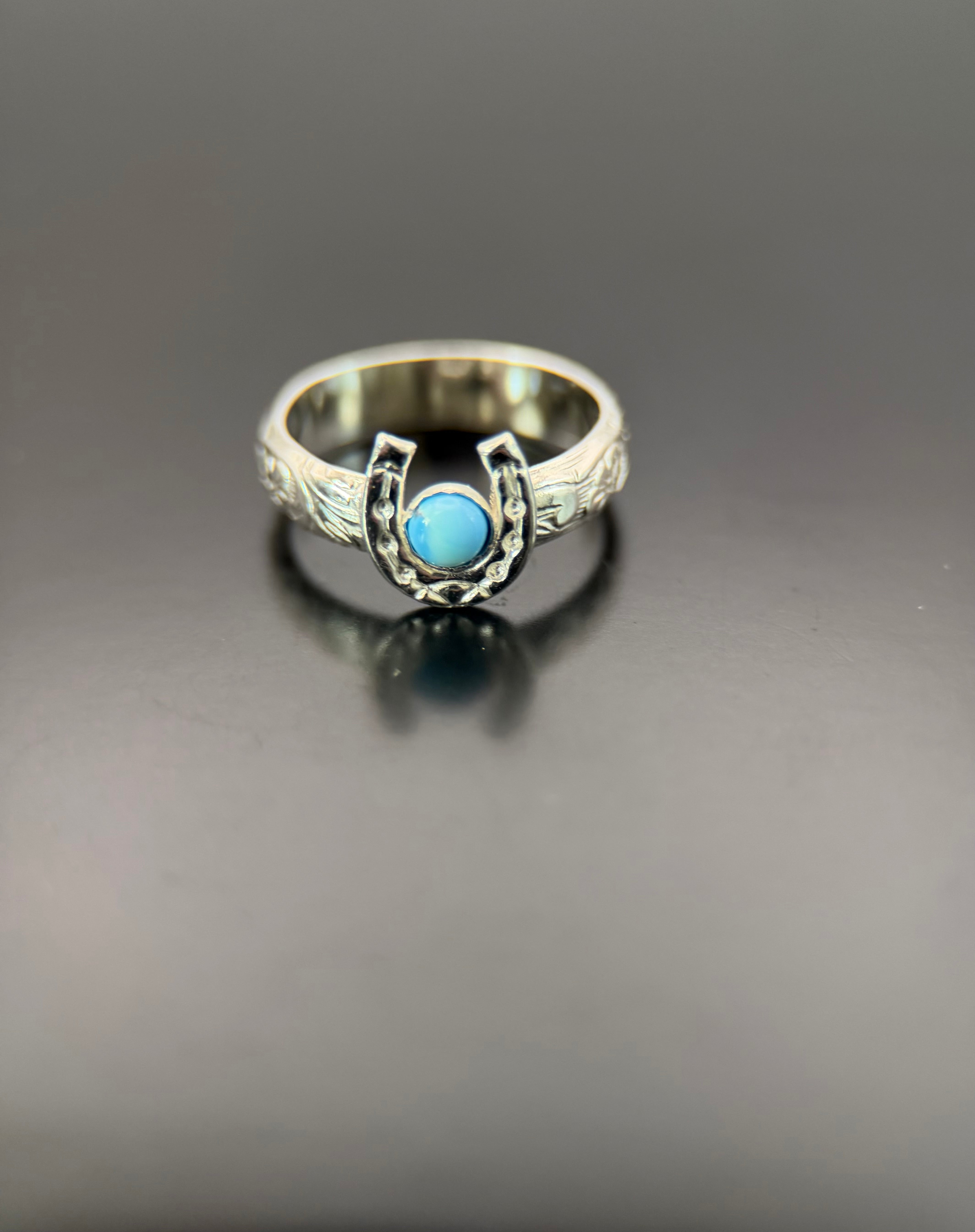 Golden Hills/Kazakhstan Turquoise Silver Horseshoe Ring
