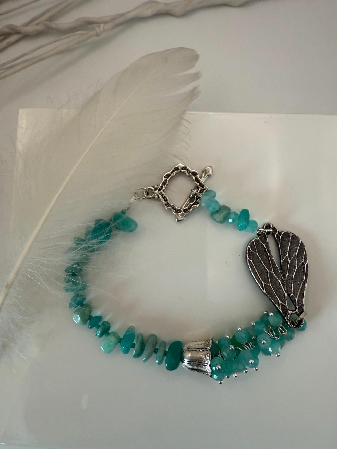 Medium Silver Amazonite Bracelet