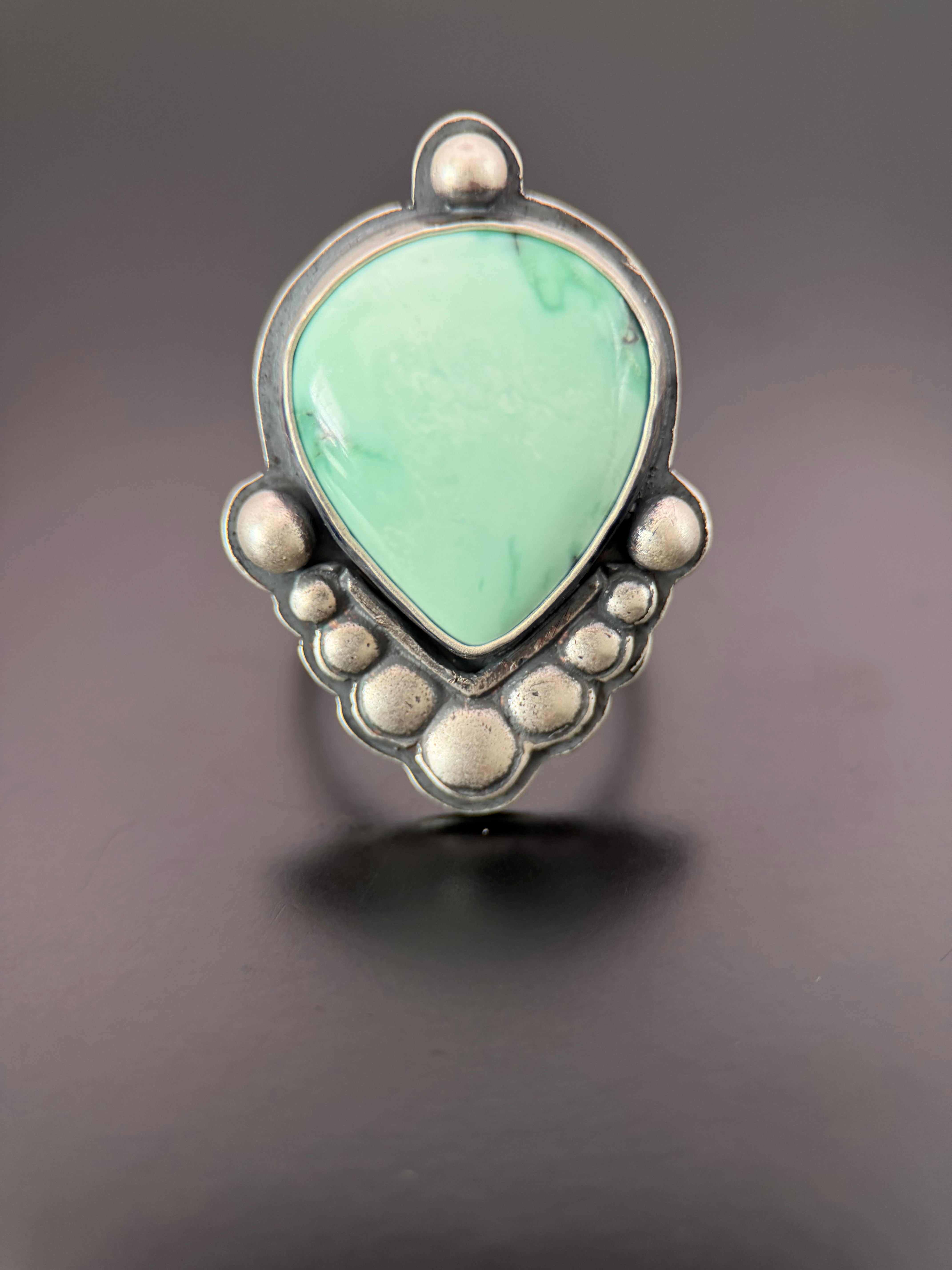 Desert Bloom Variscite Silver Bubbles Ring