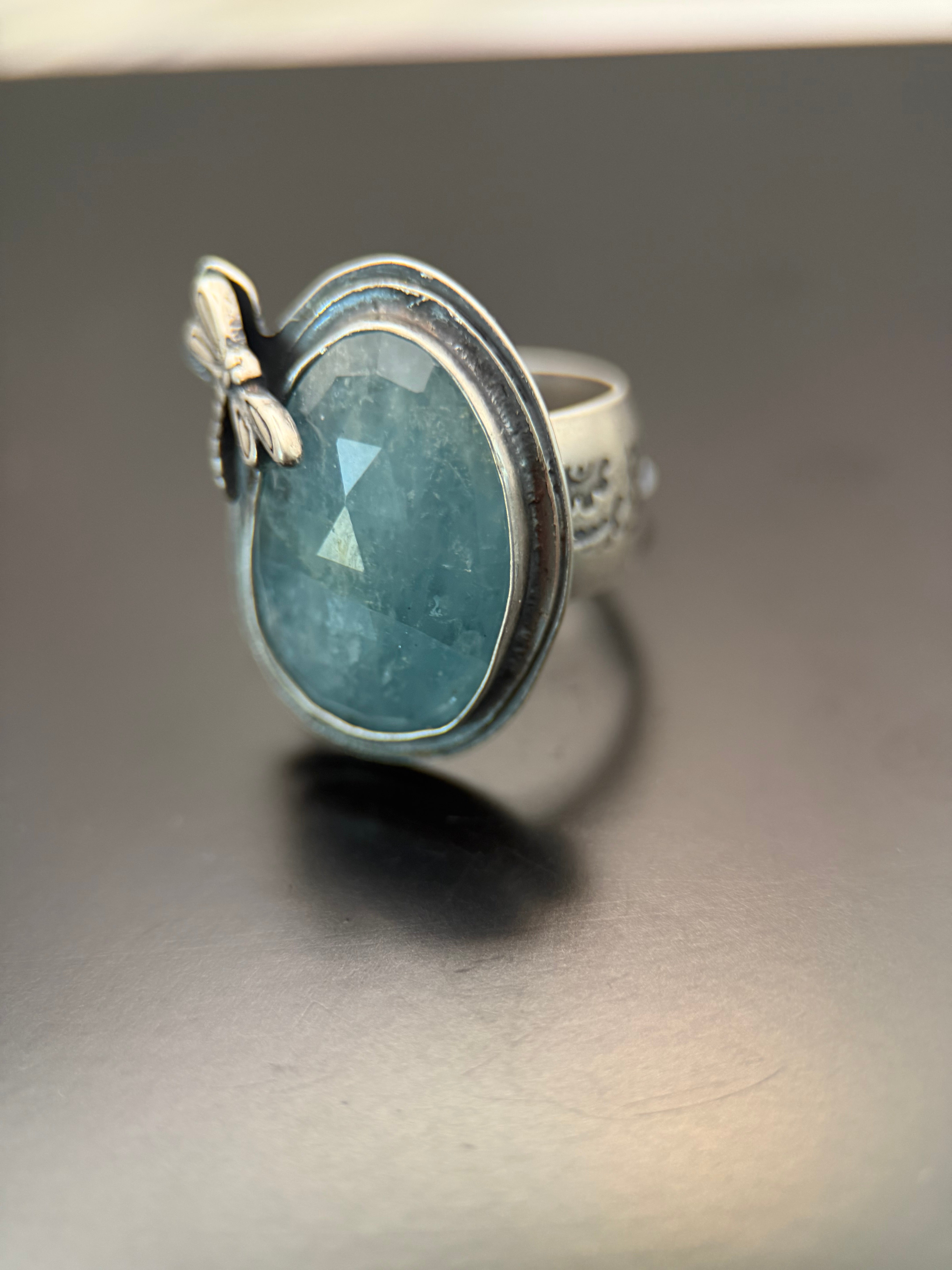 Aquamarine Dragonfly Ring