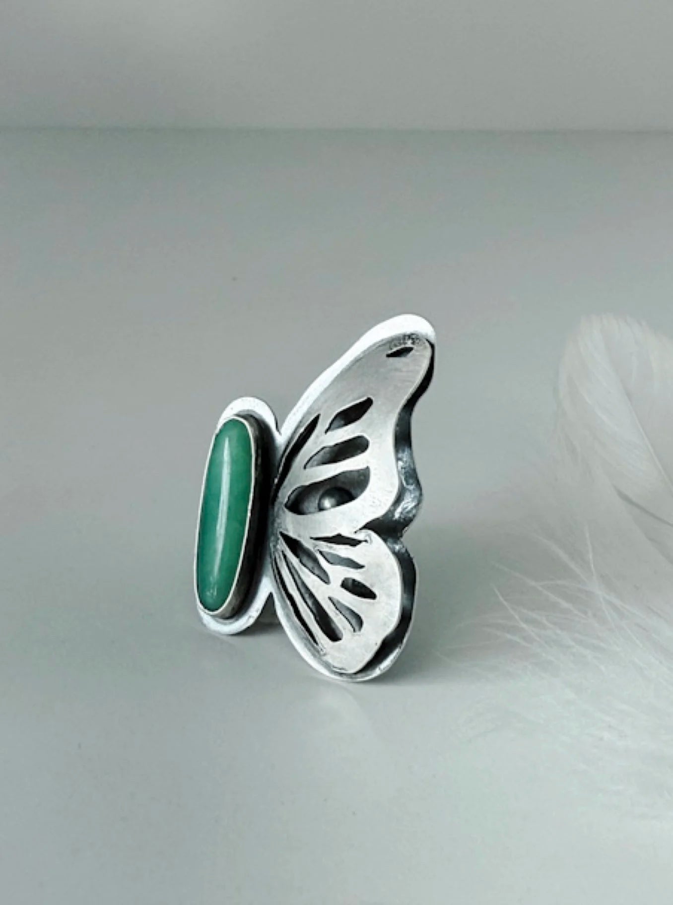 Chrysoprase Butterfly Wing Ring