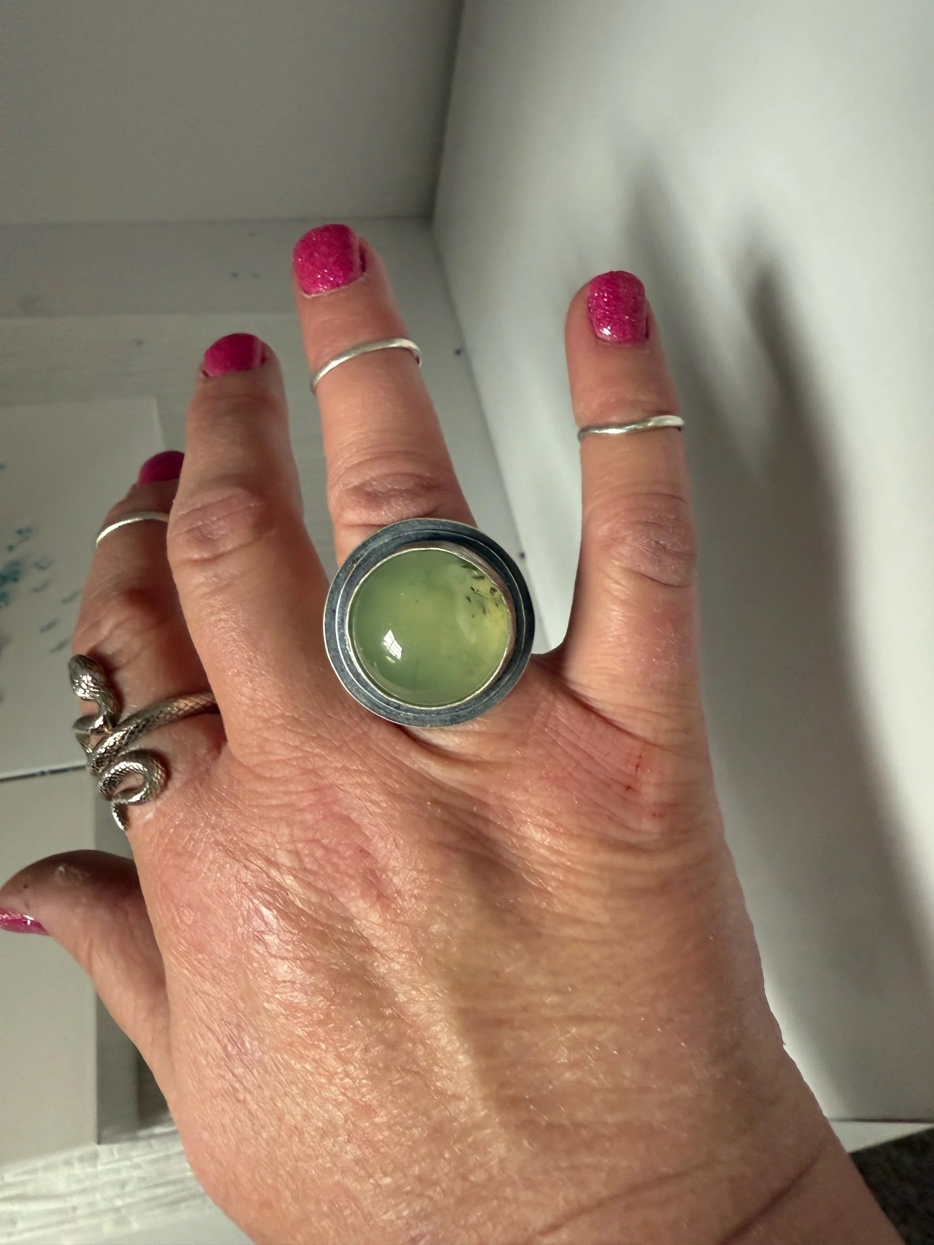 Prehnite Leaf Ring