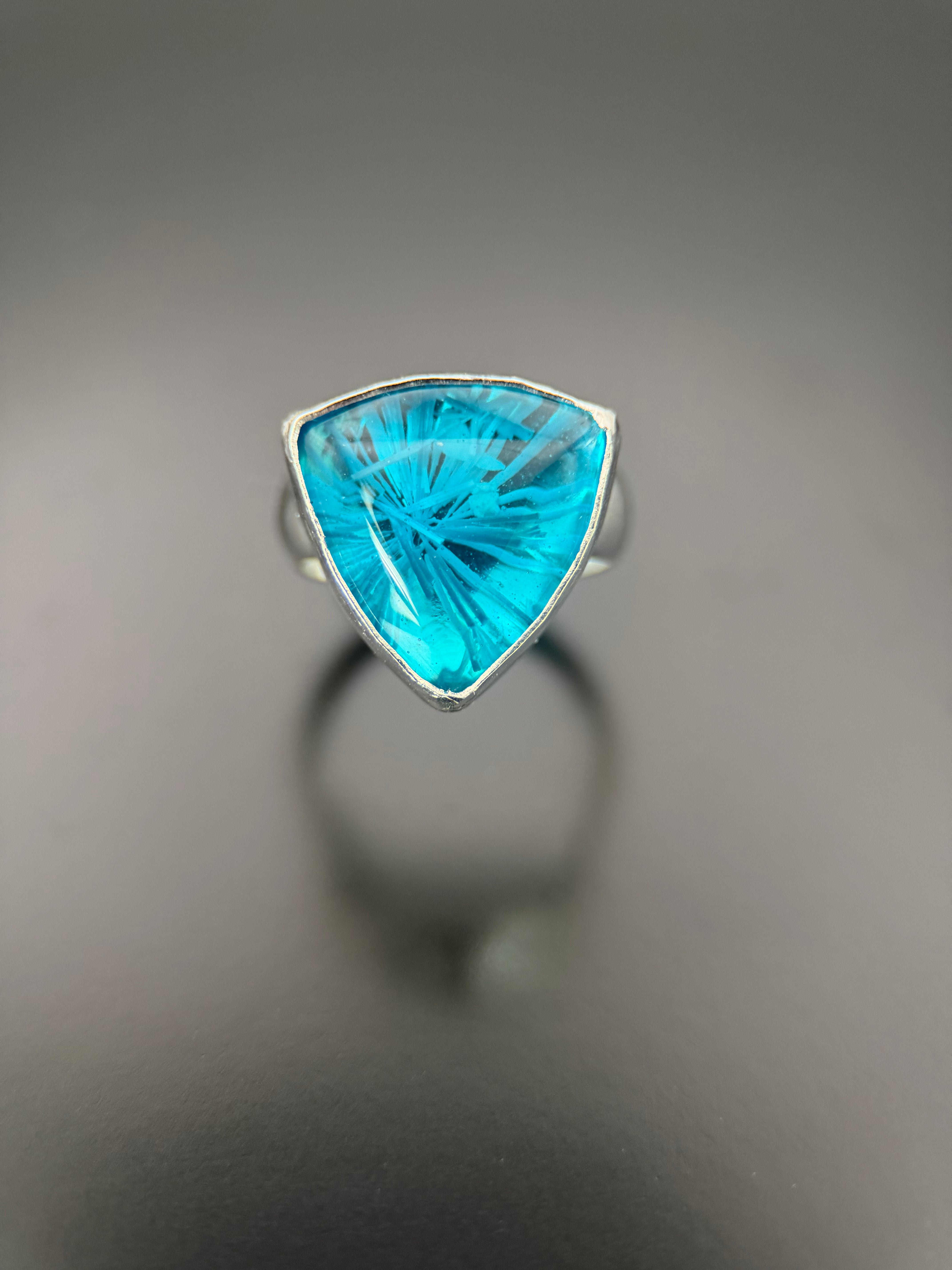 Triangle Aqua Teal Bridewell Stone Ring