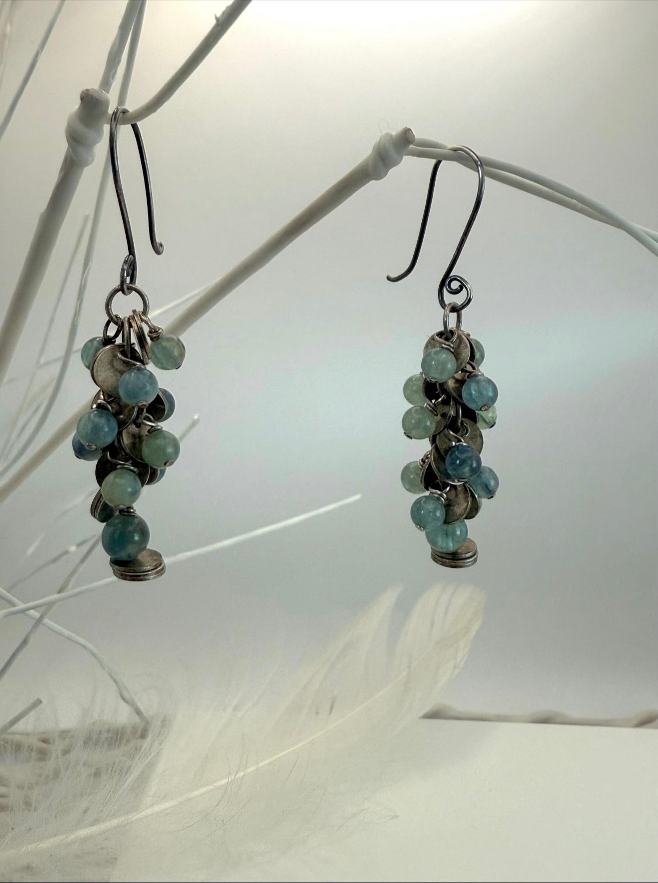 Kyanite and Charm Chain Earrings