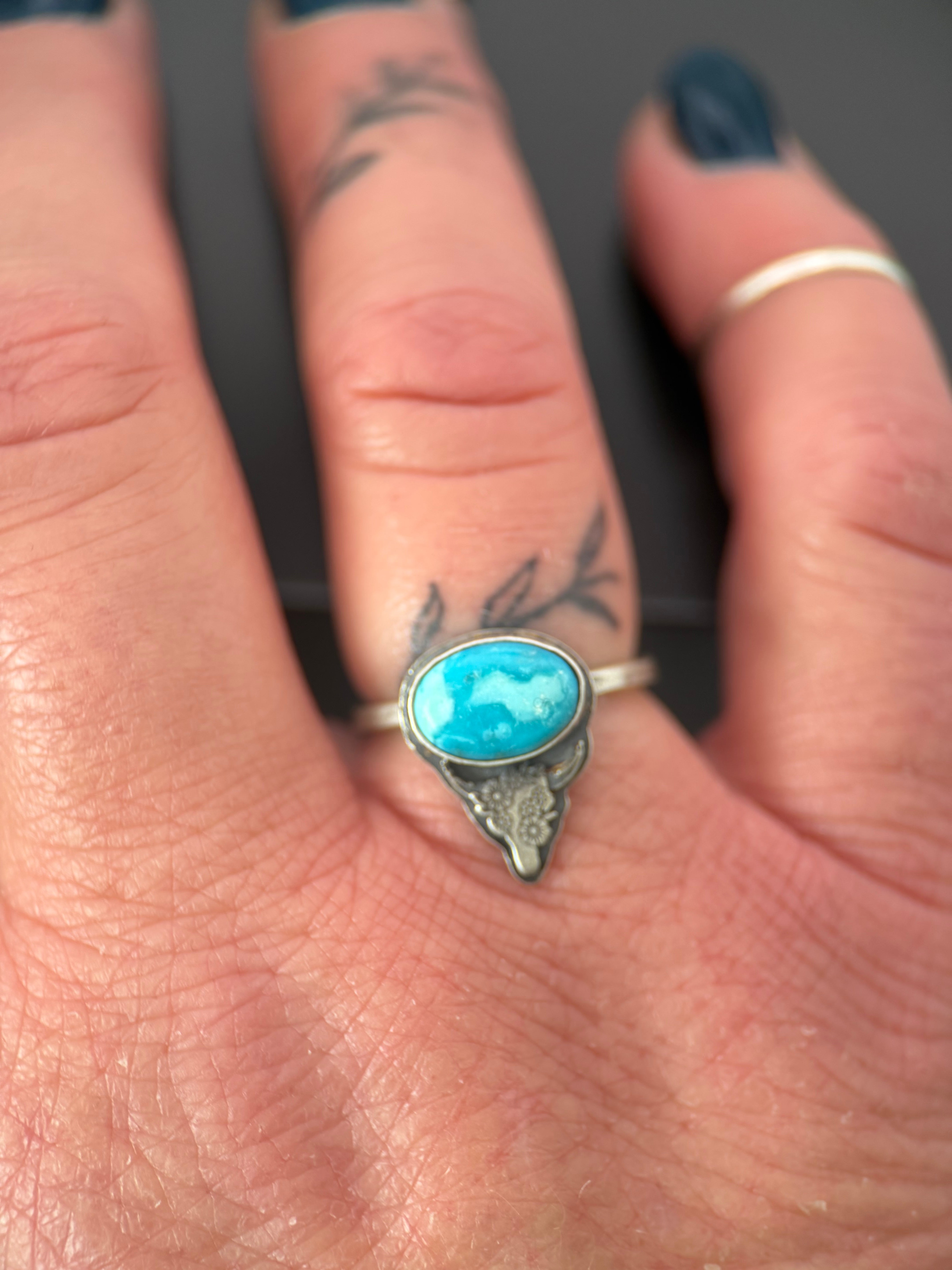 Sierra Bella Turquoise Floral Longhorn Ring