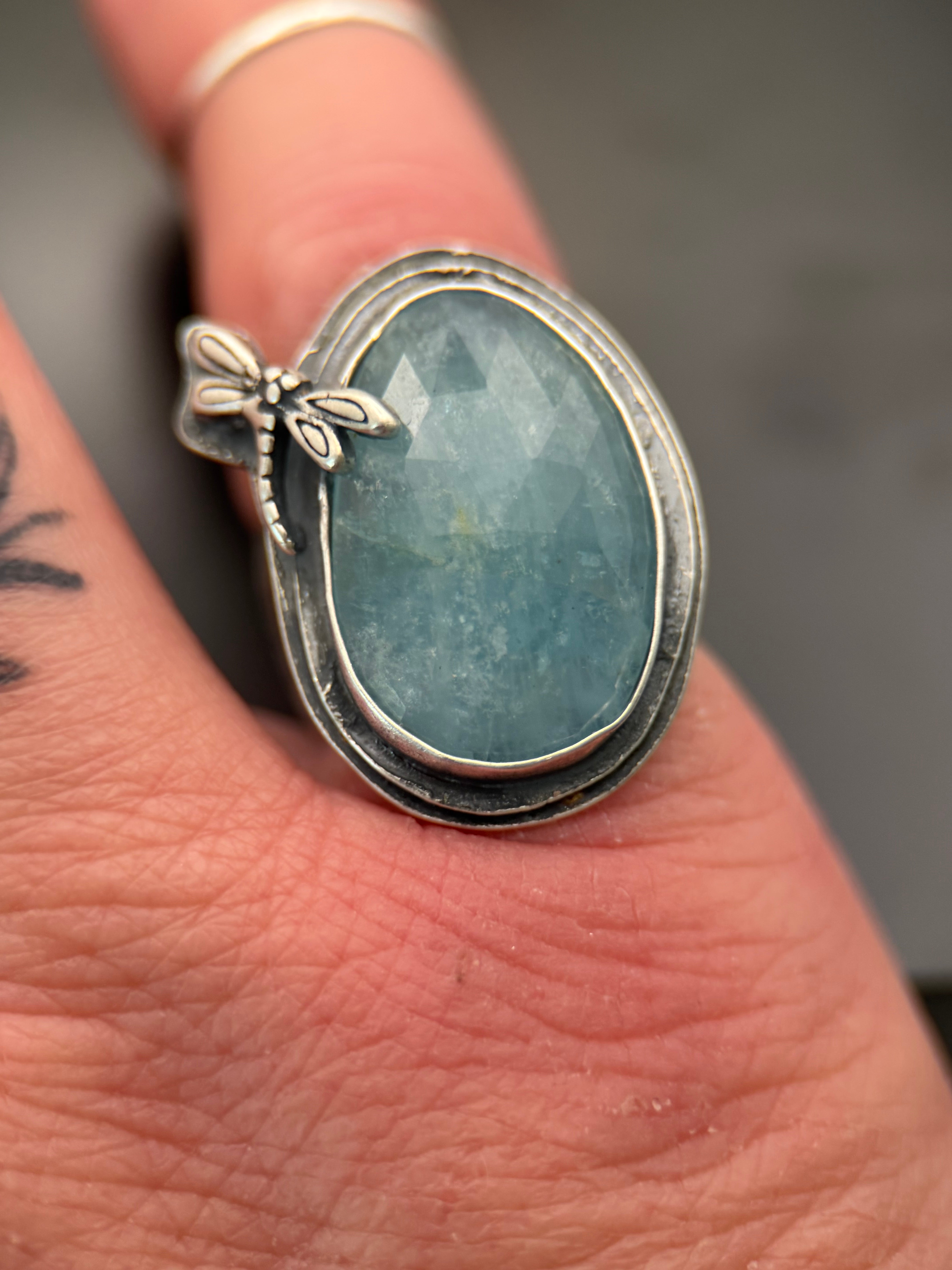 Aquamarine Dragonfly Ring