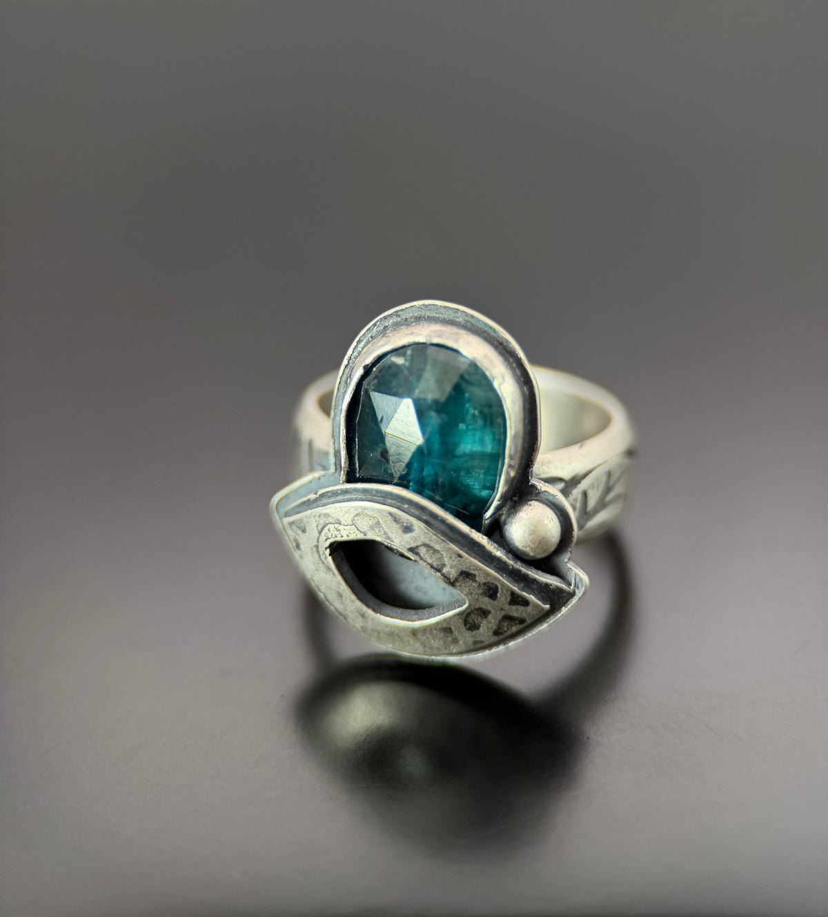 Teal Kyanite Silver Ring