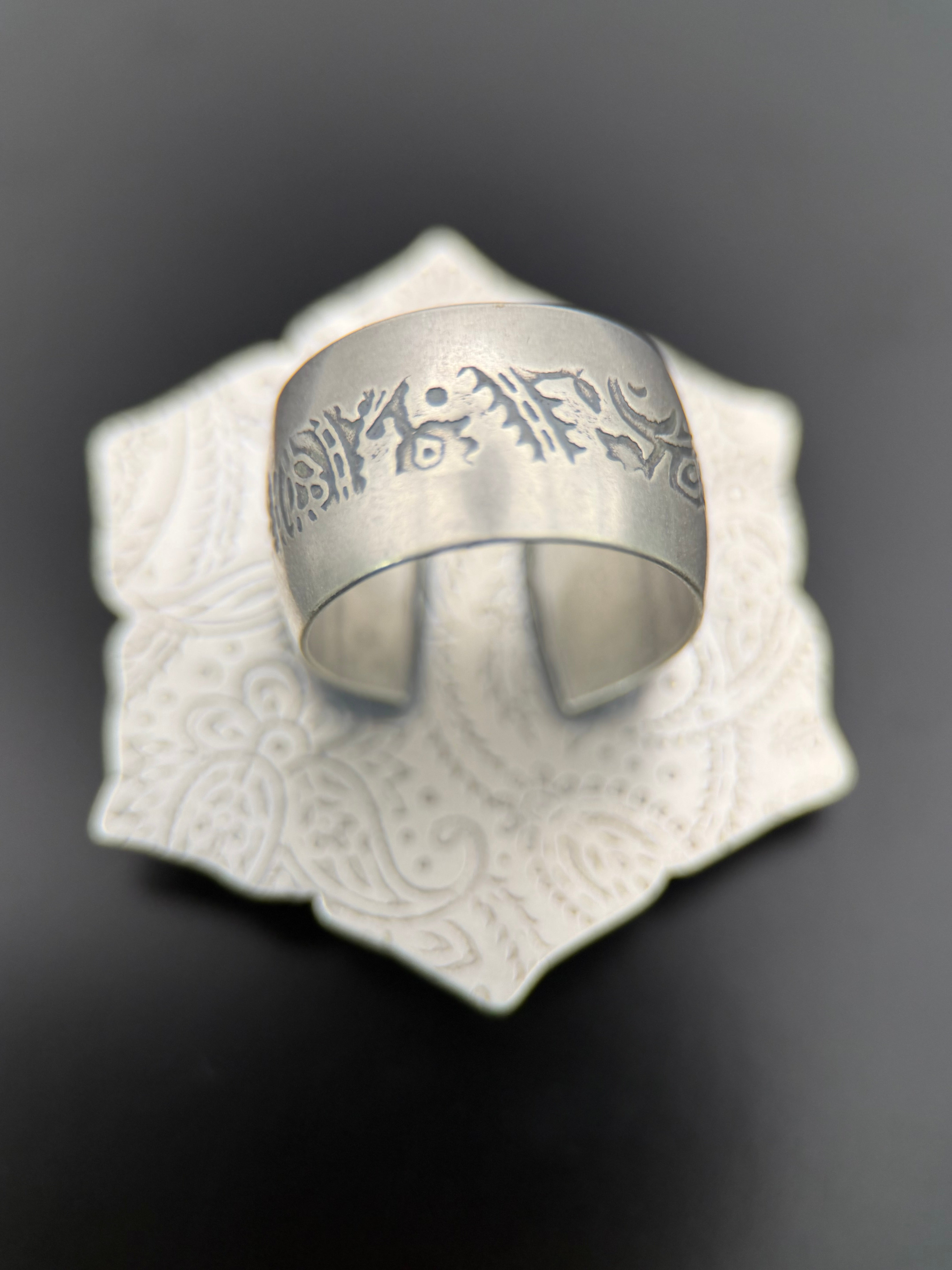 Kingman Turquoise and Silver Mandala Ring