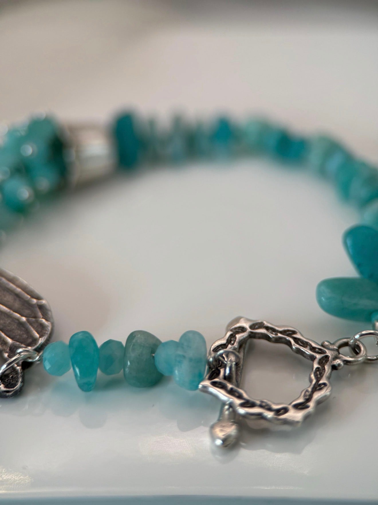 Medium Silver Amazonite Bracelet