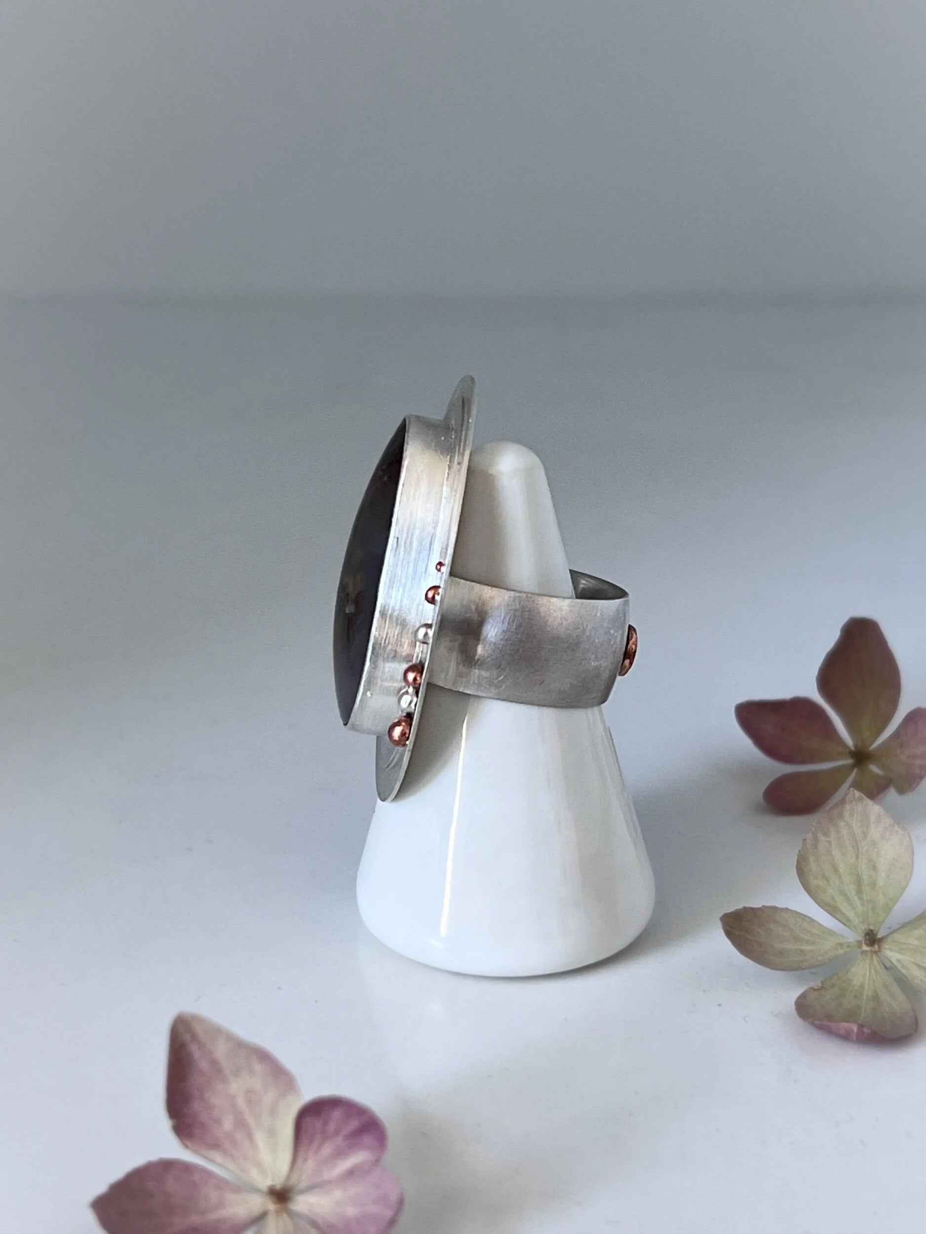 Confetti Chrysocolla Copper & Silver Ring