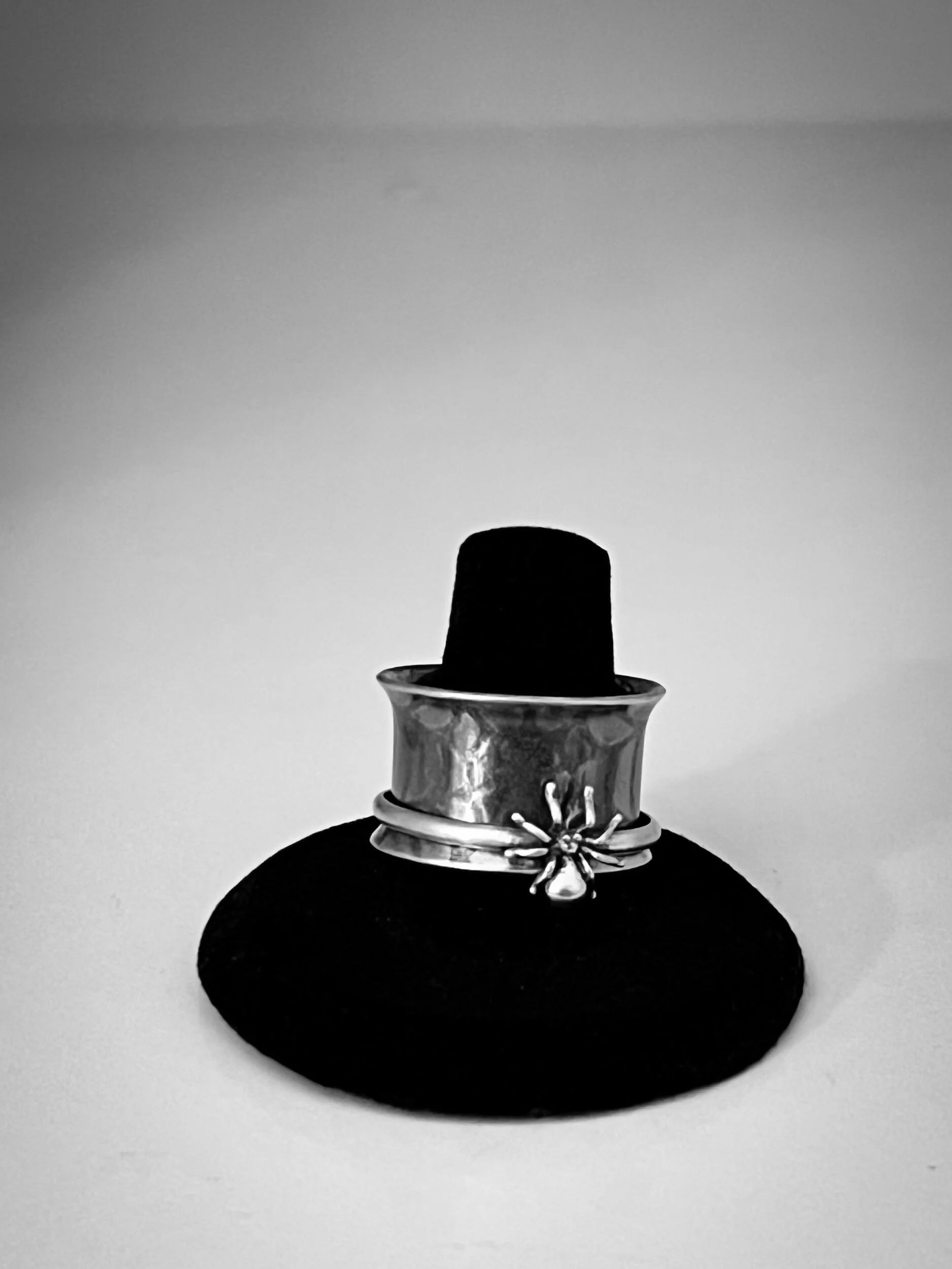 Silver Spider Web & Spider Spinner Ring