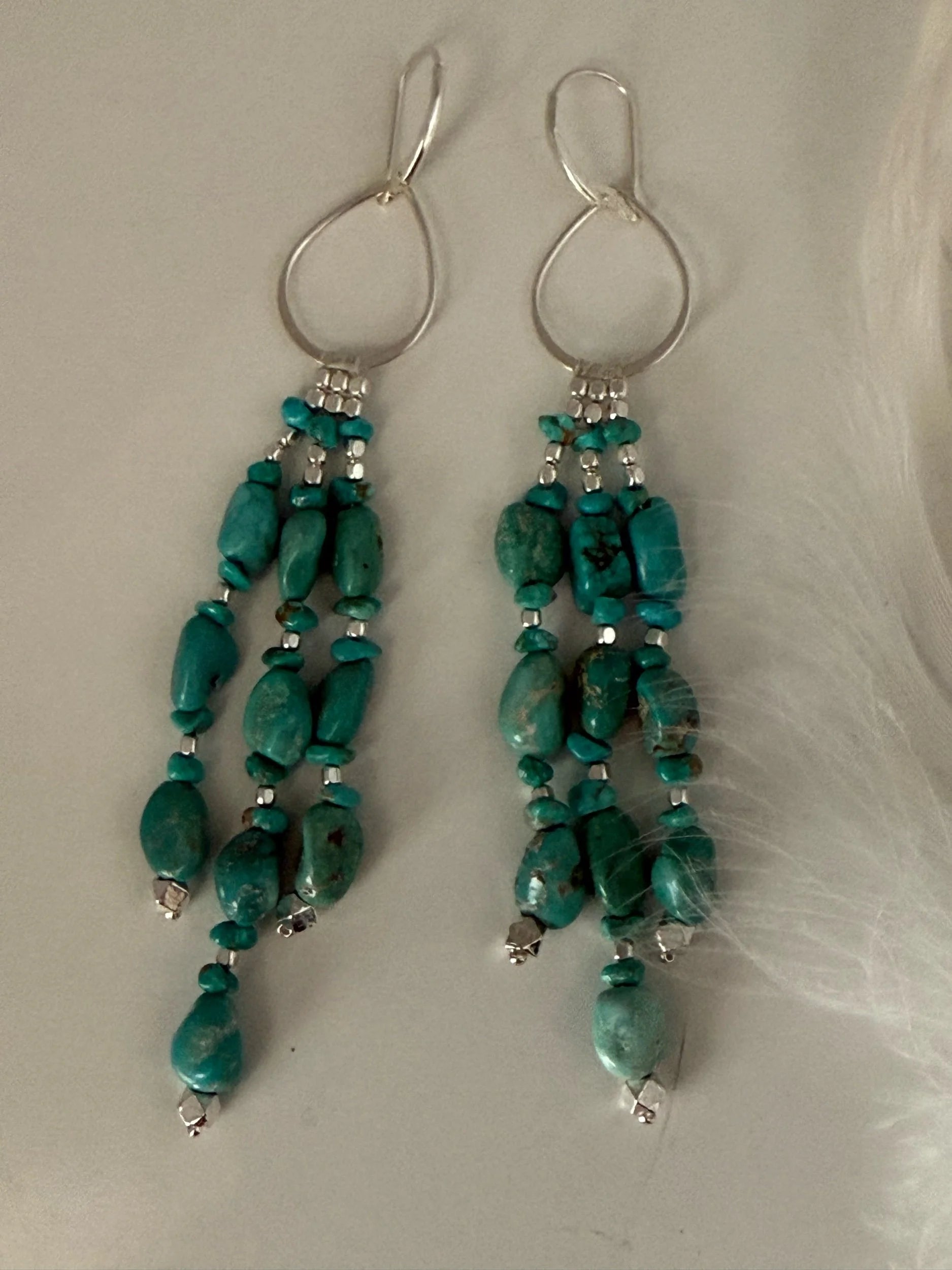 Turquoise Nugget Fringe Earrings