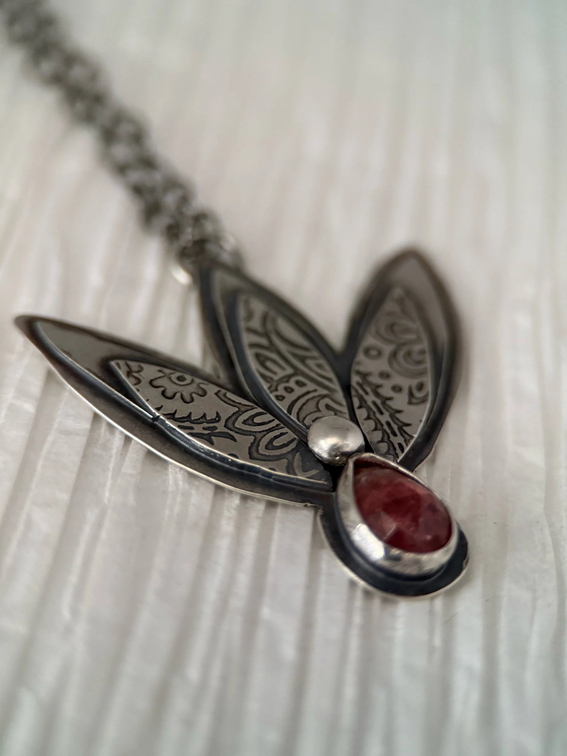 Pink Tourmaline Leaf Necklace