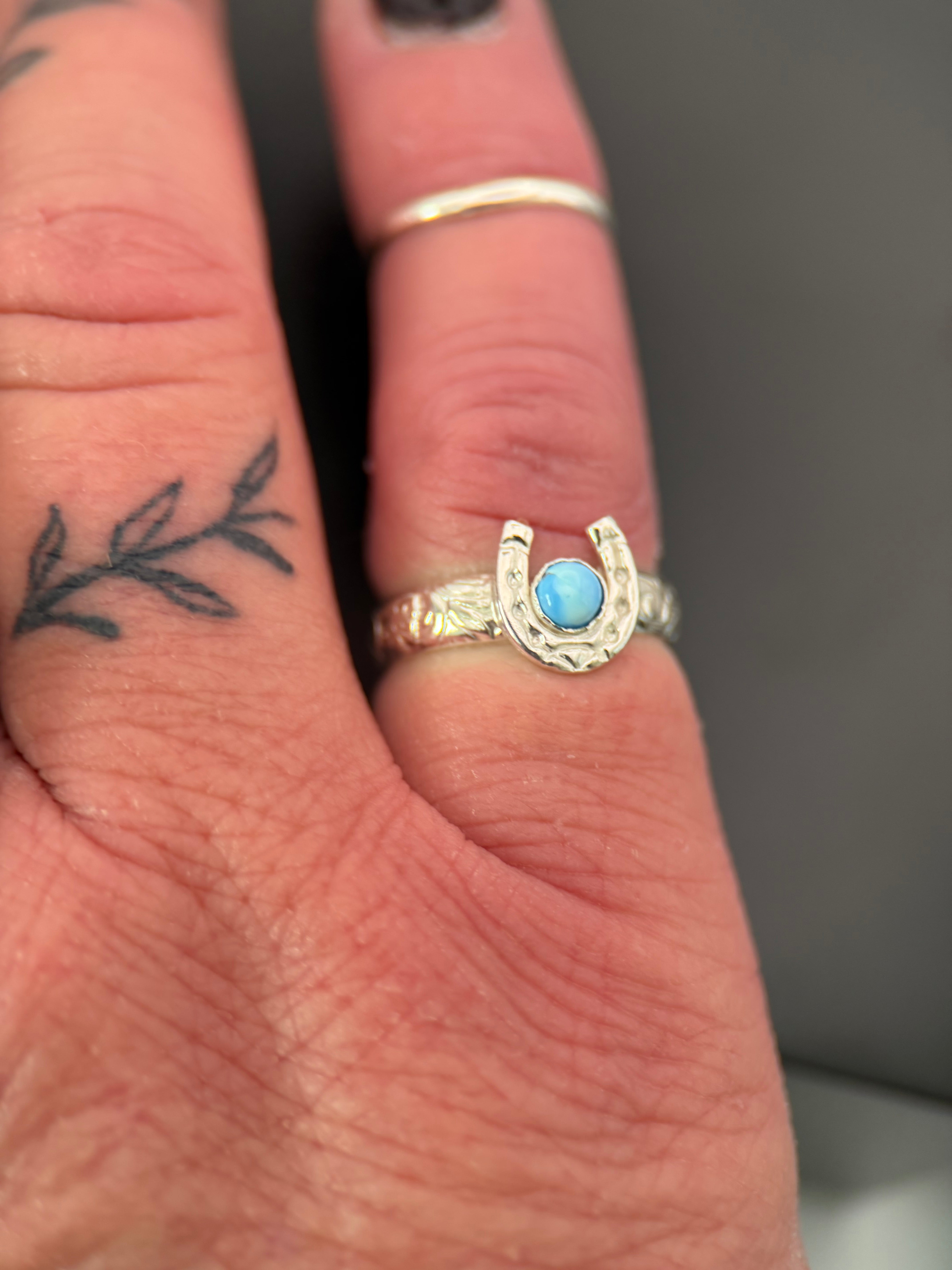 Golden Hills/Kazakhstan Turquoise Silver Horseshoe Ring