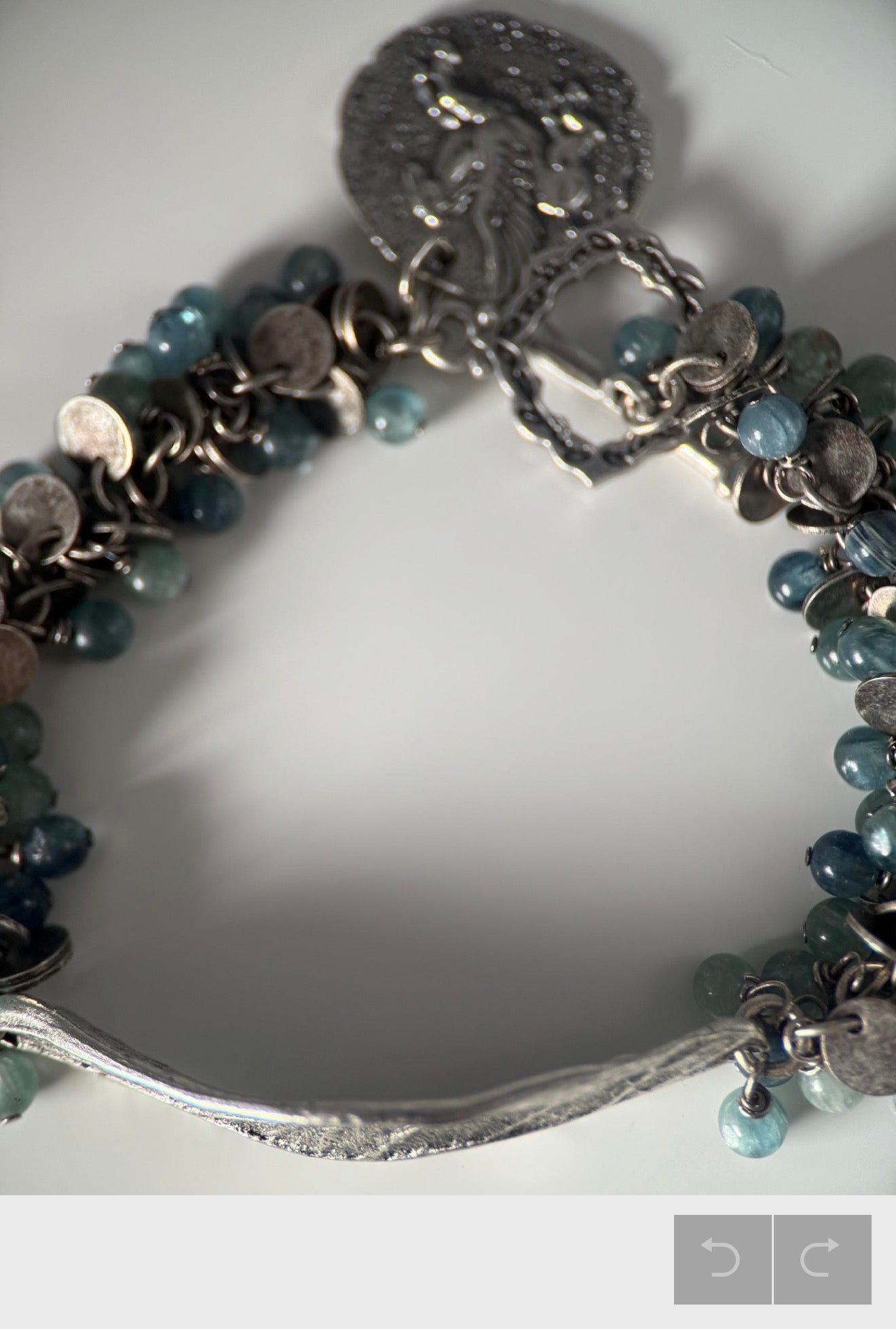 Medium Silver Kyanite Leaf Charm Bracelet