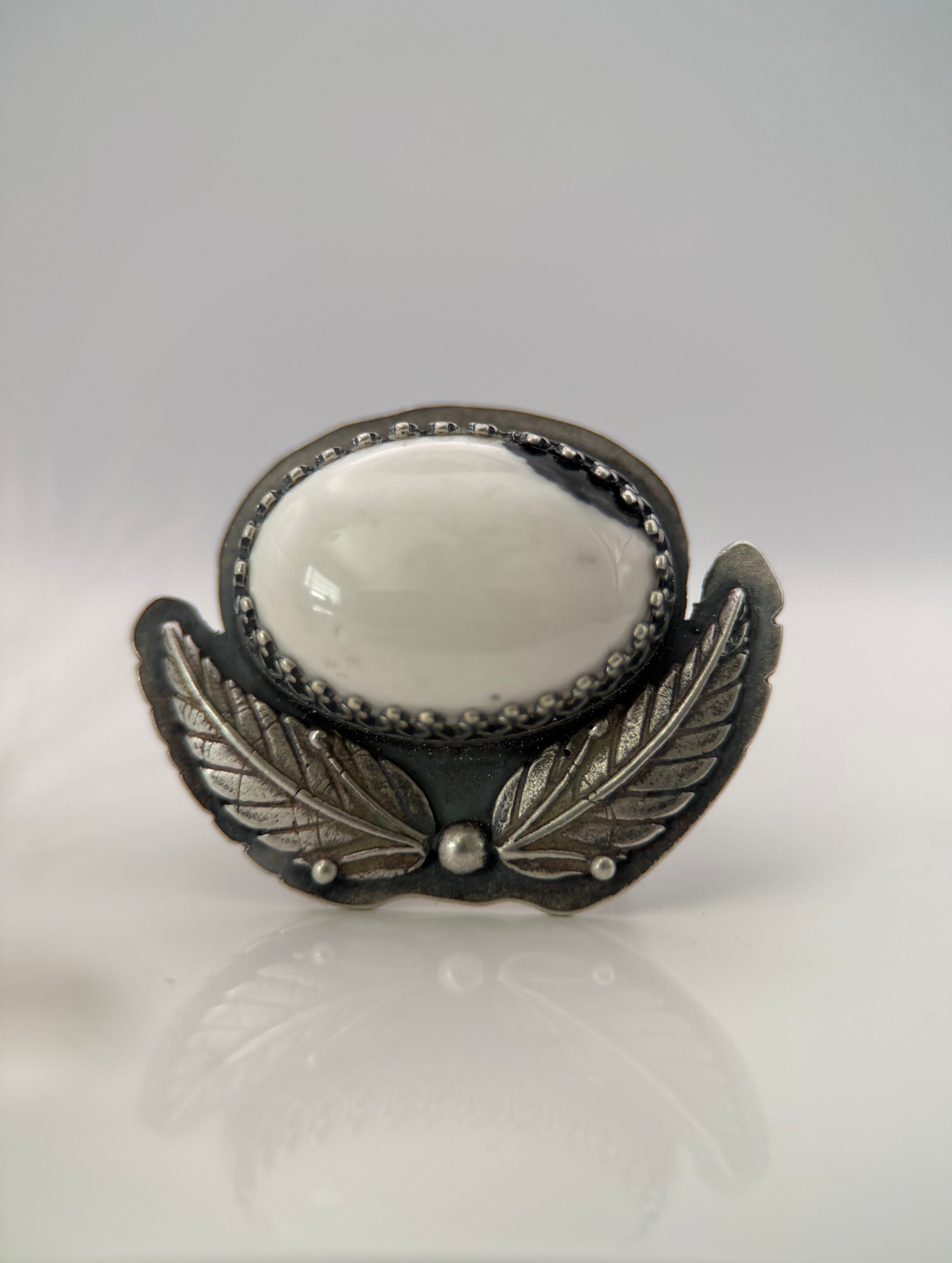 White Buffalo Turquoise Silver Ring
