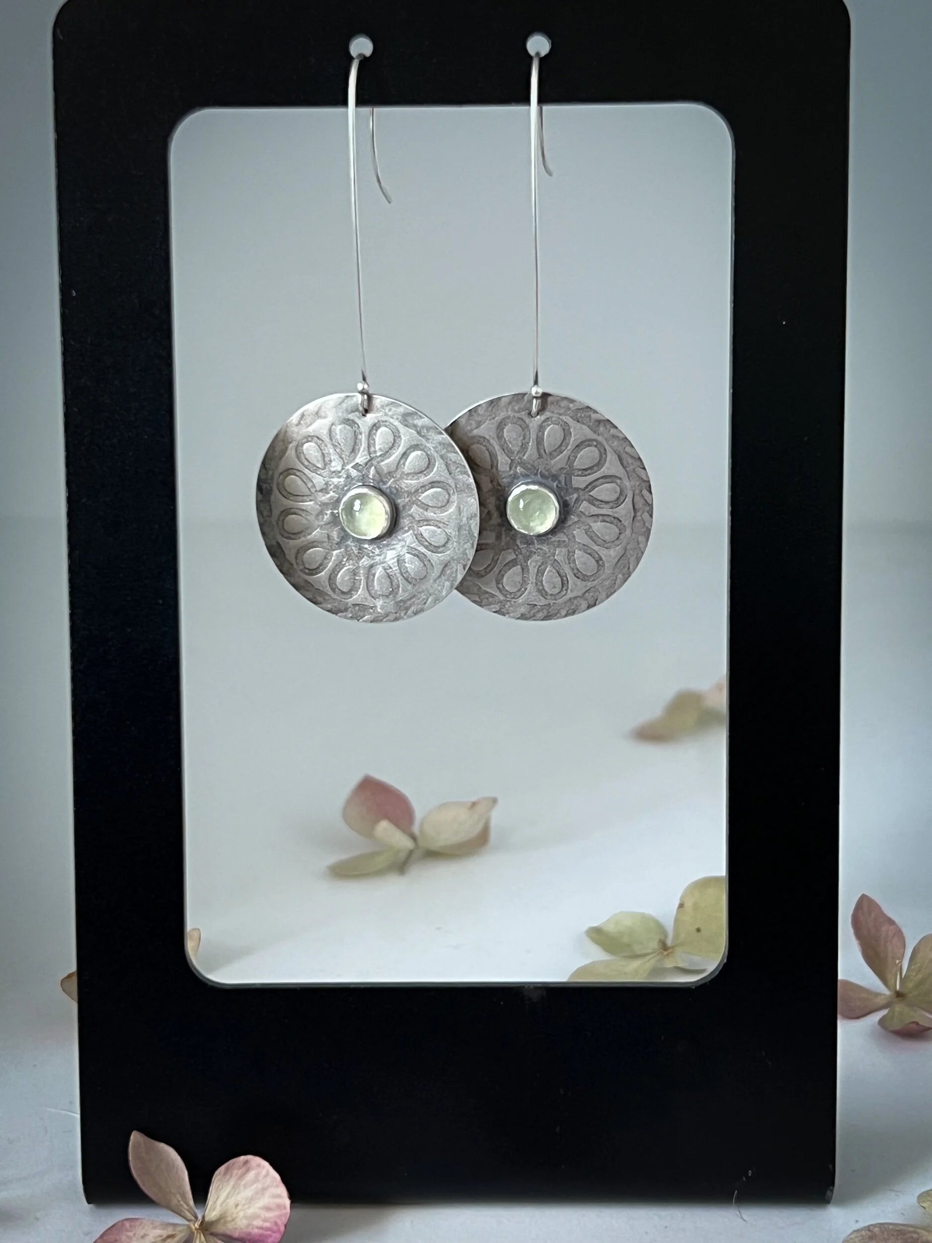 Prehnite Mandala Earrings