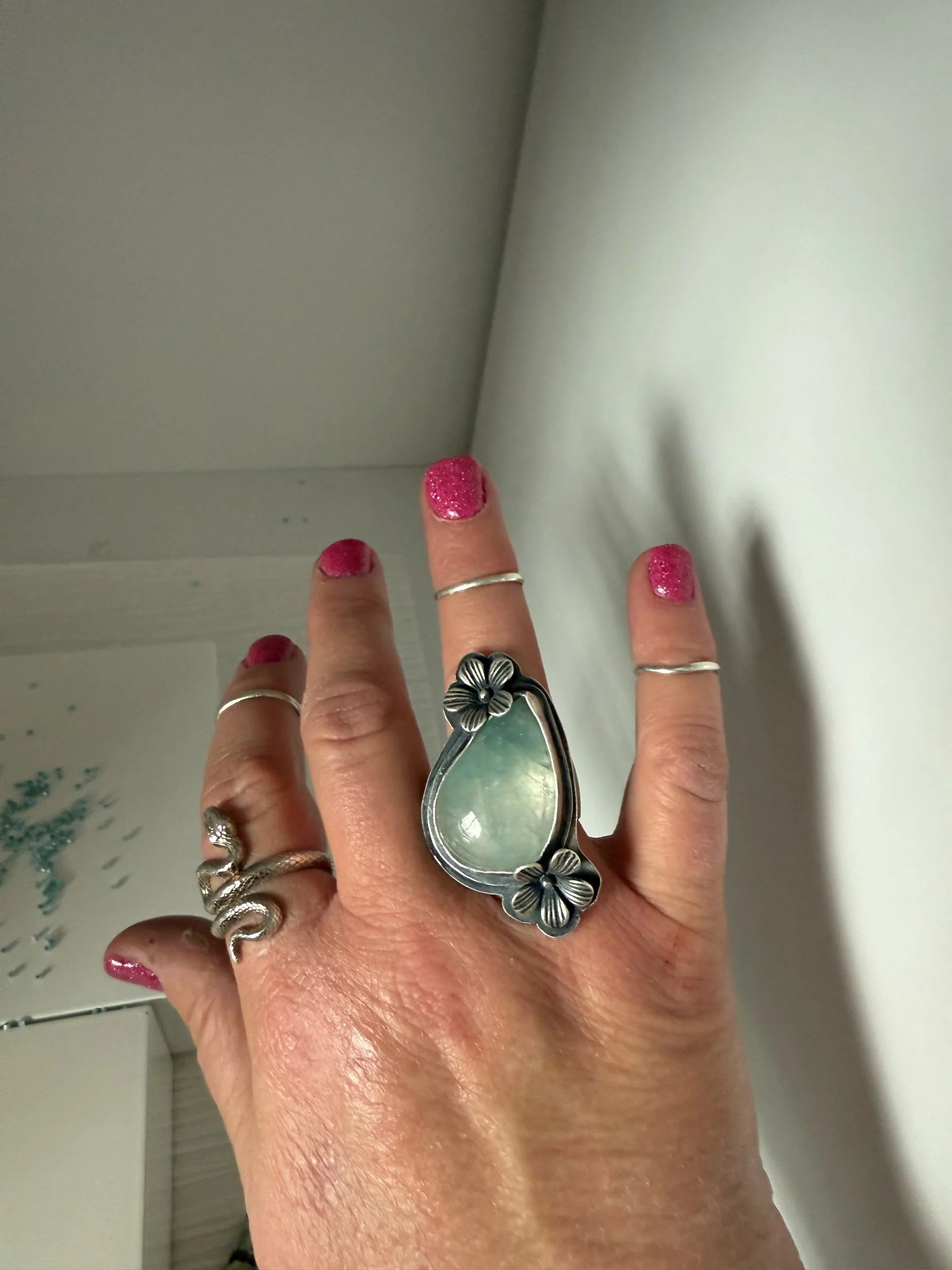 Aquamarine Flower Ring