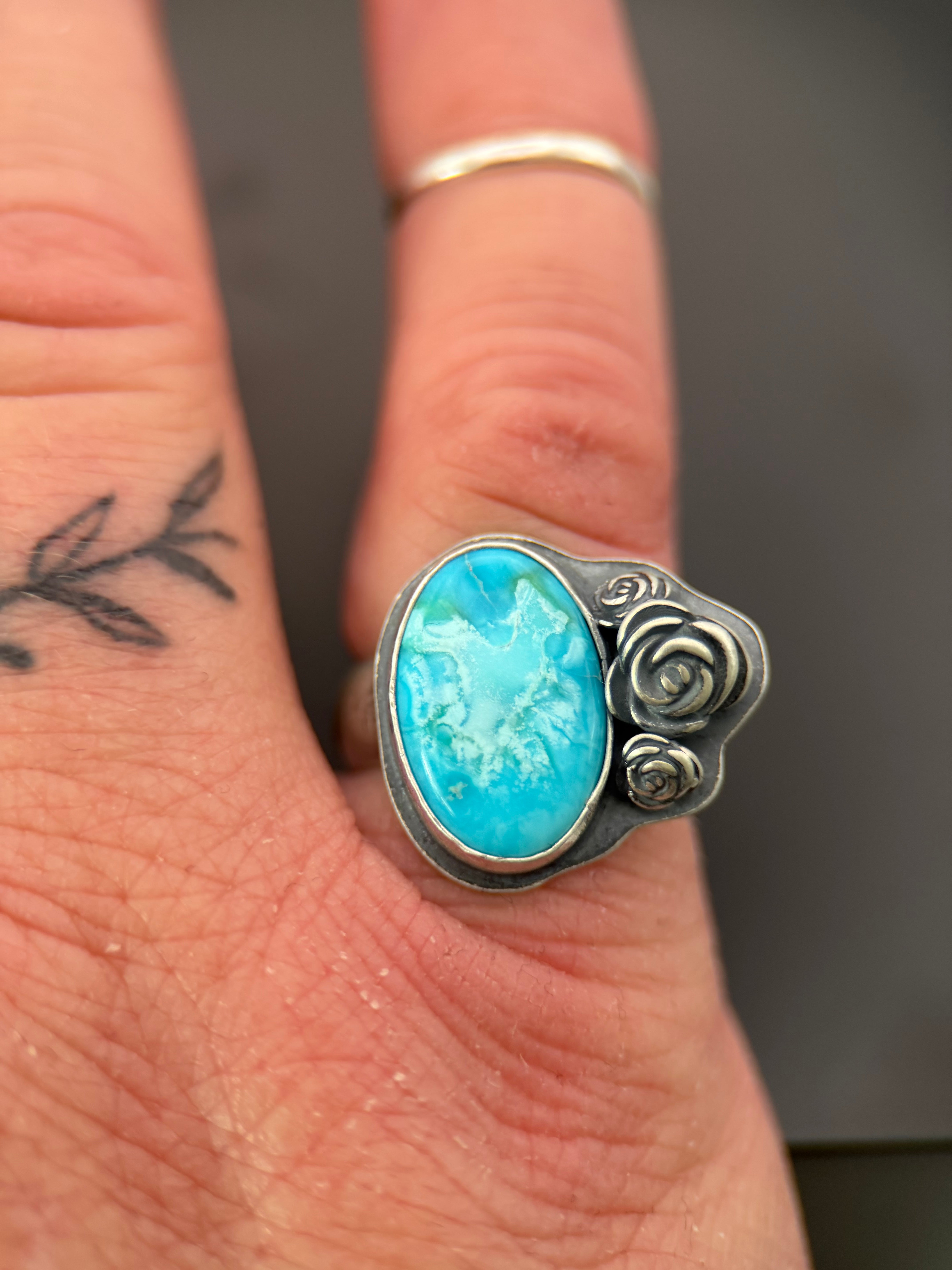 Sierra Bella Turquoise Rose Silver Ring