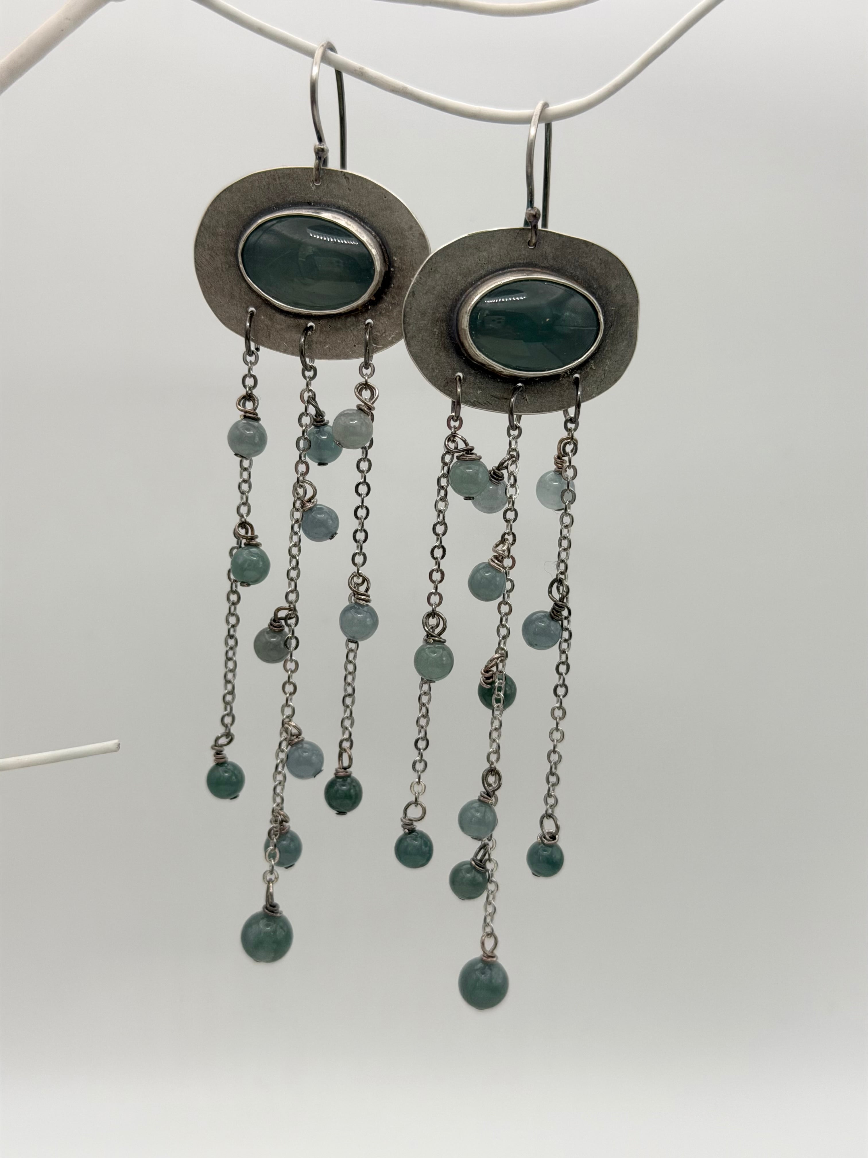 Guatemalan Jade Silver Earrings