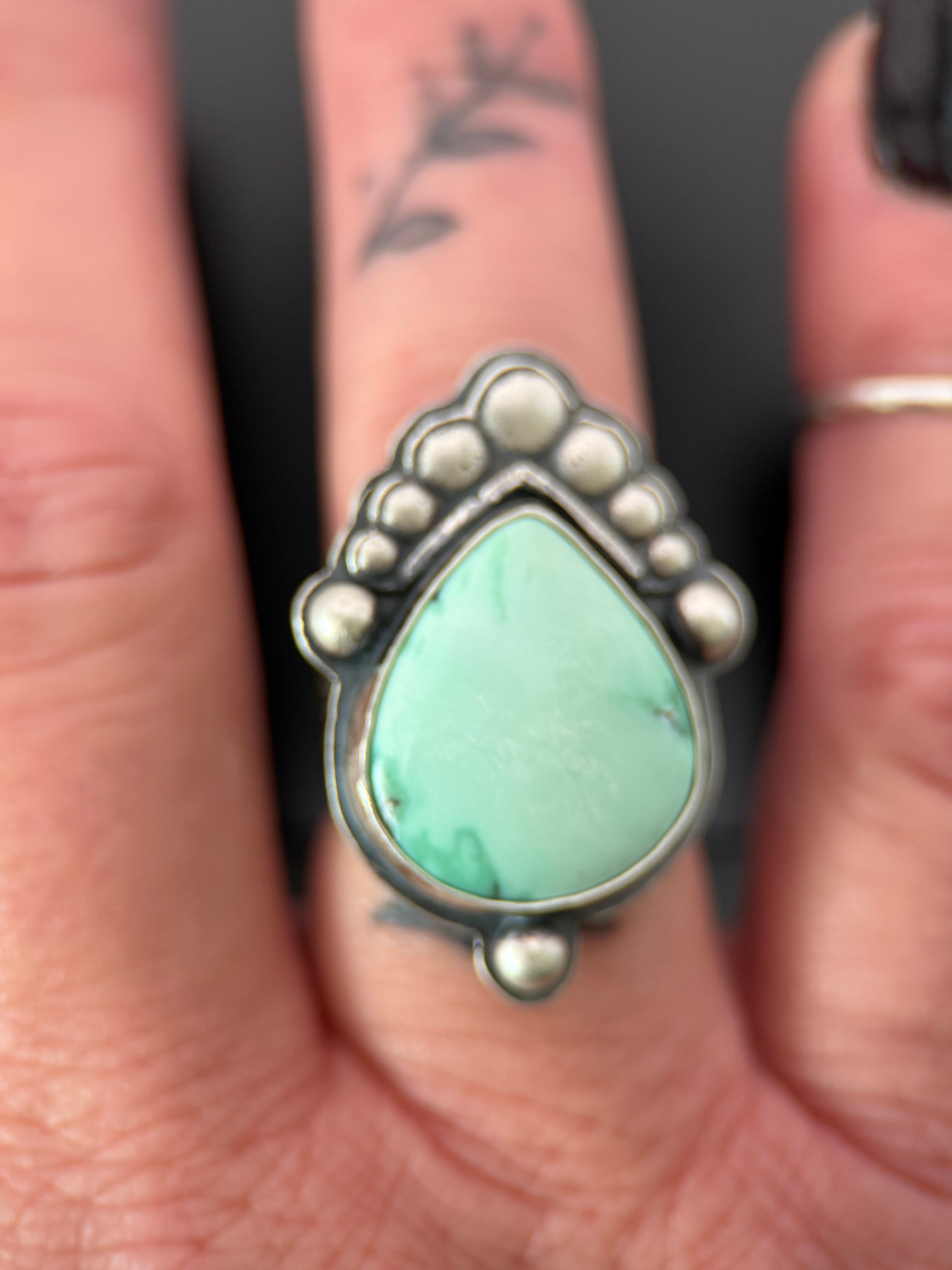 Desert Bloom Variscite Silver Bubbles Ring